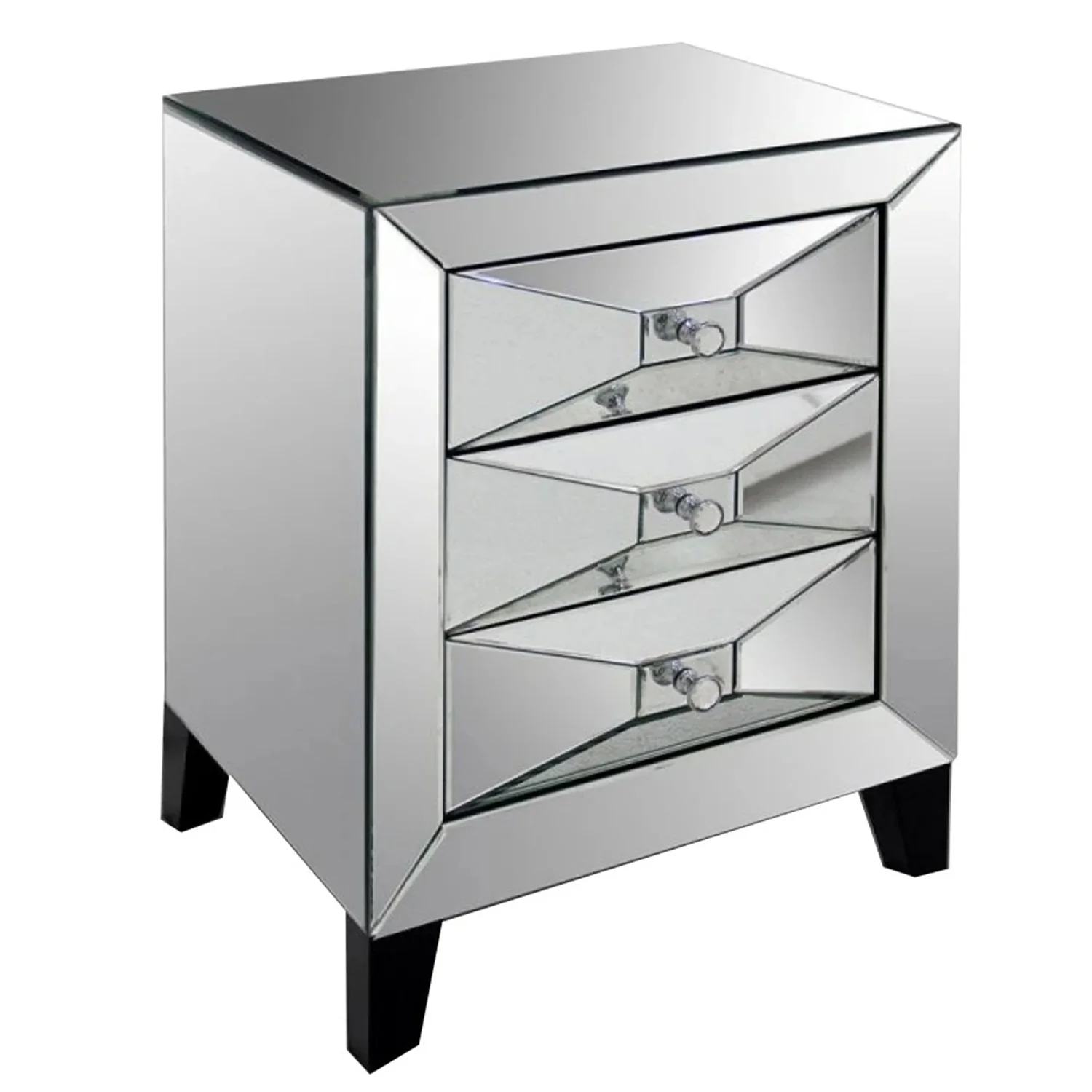 26' Glass And Mdf Bedside Table With A Mirror By Homeroots - Image 3