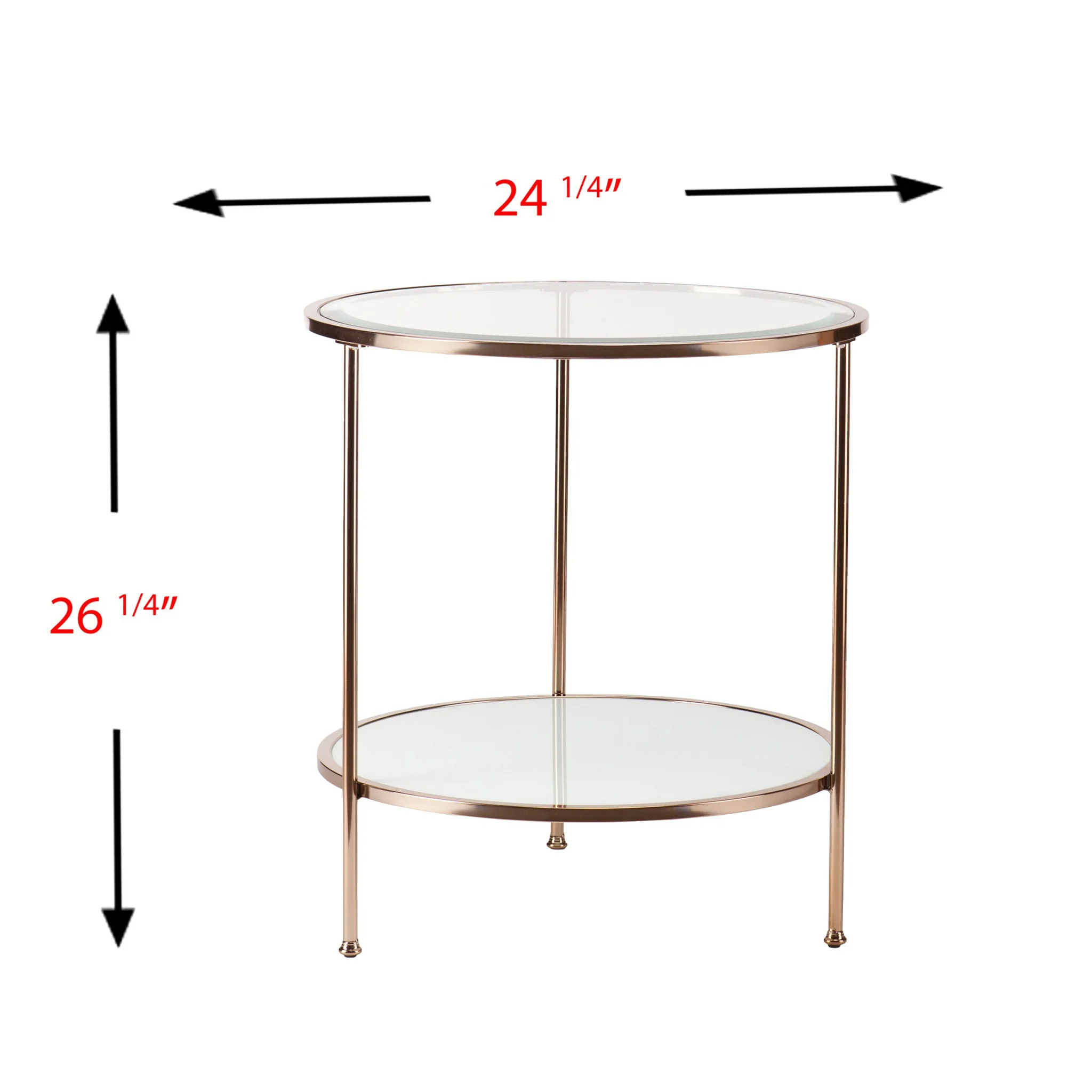 26" Gold Glass And Iron Round End Table With Shelf By Homeroots - Image 4
