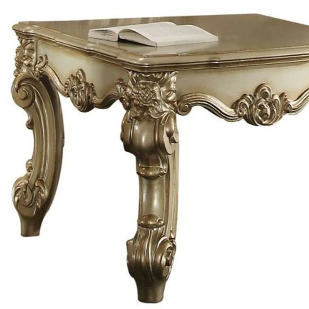 26" Gold Patina Manufactured Wood Square End Table By Homeroots - Image 4