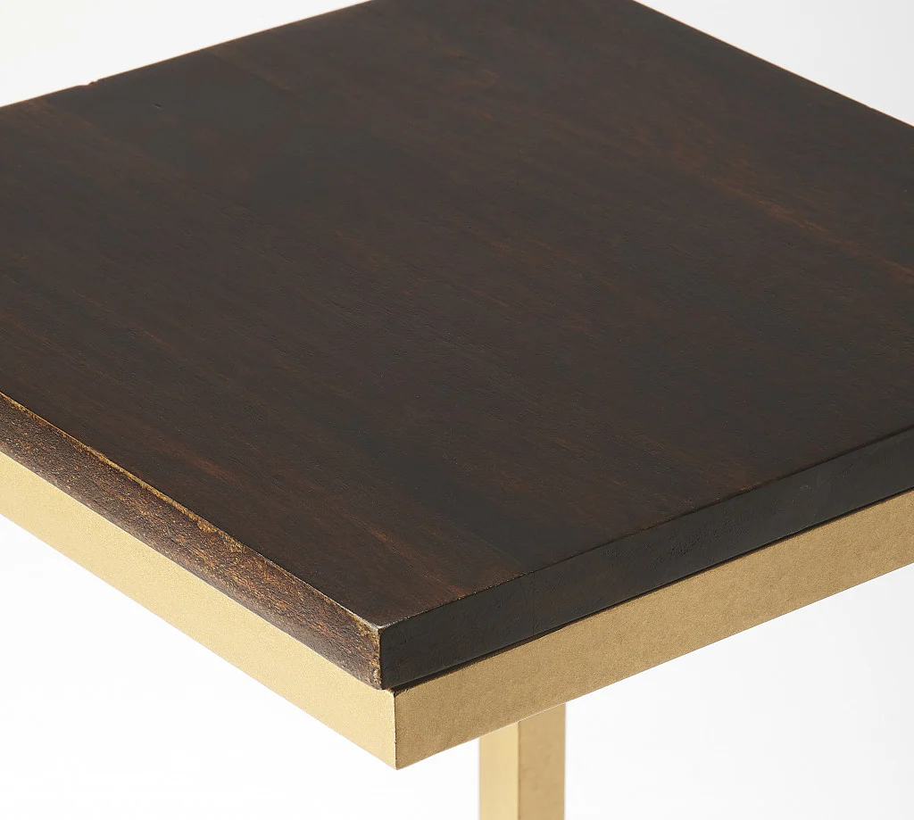 26" Gold Solid Wood Rectangular End Table By Homeroots - Image 5