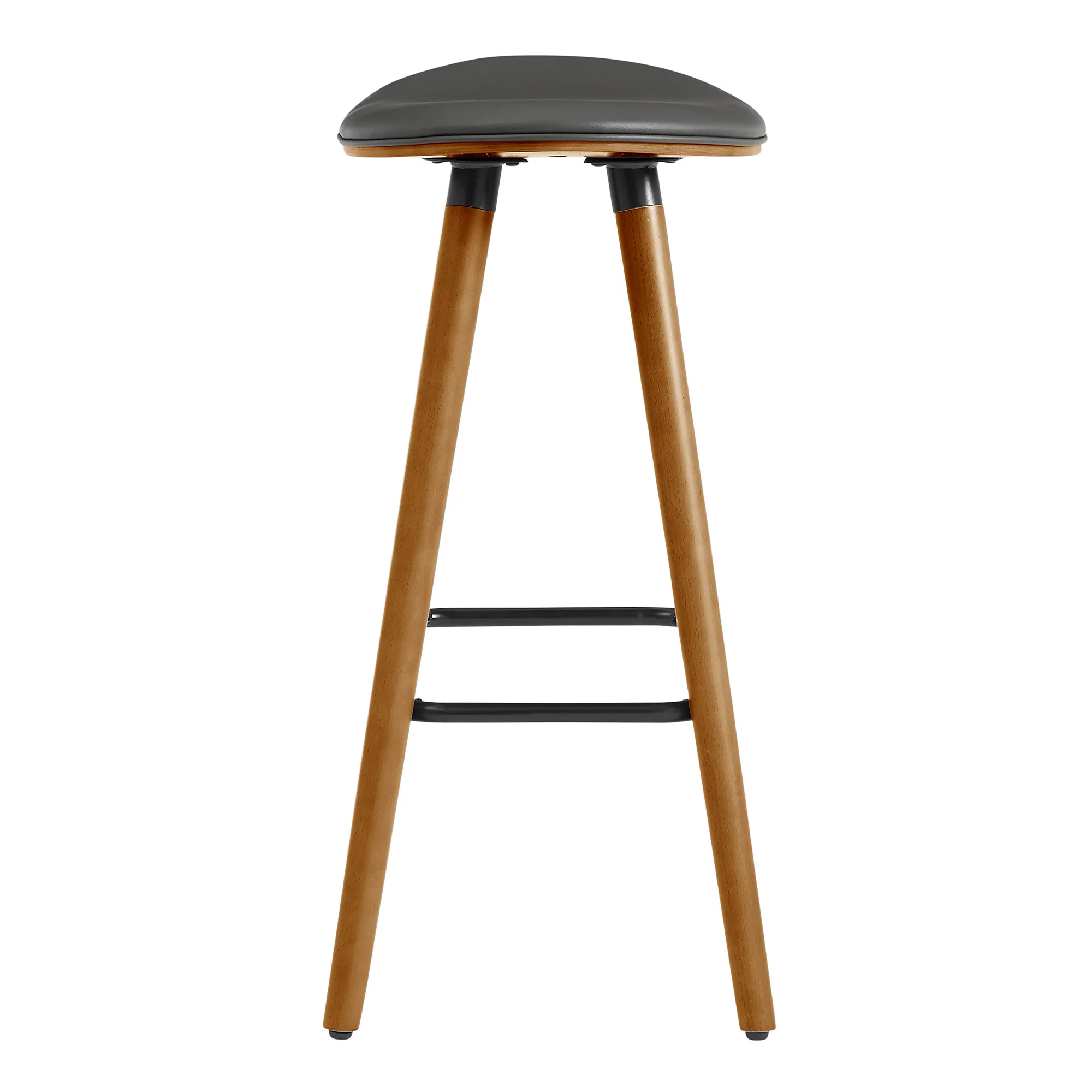 26" Gray Faux Leather Backless Wooden Bar Stool By Homeroots - Image 4