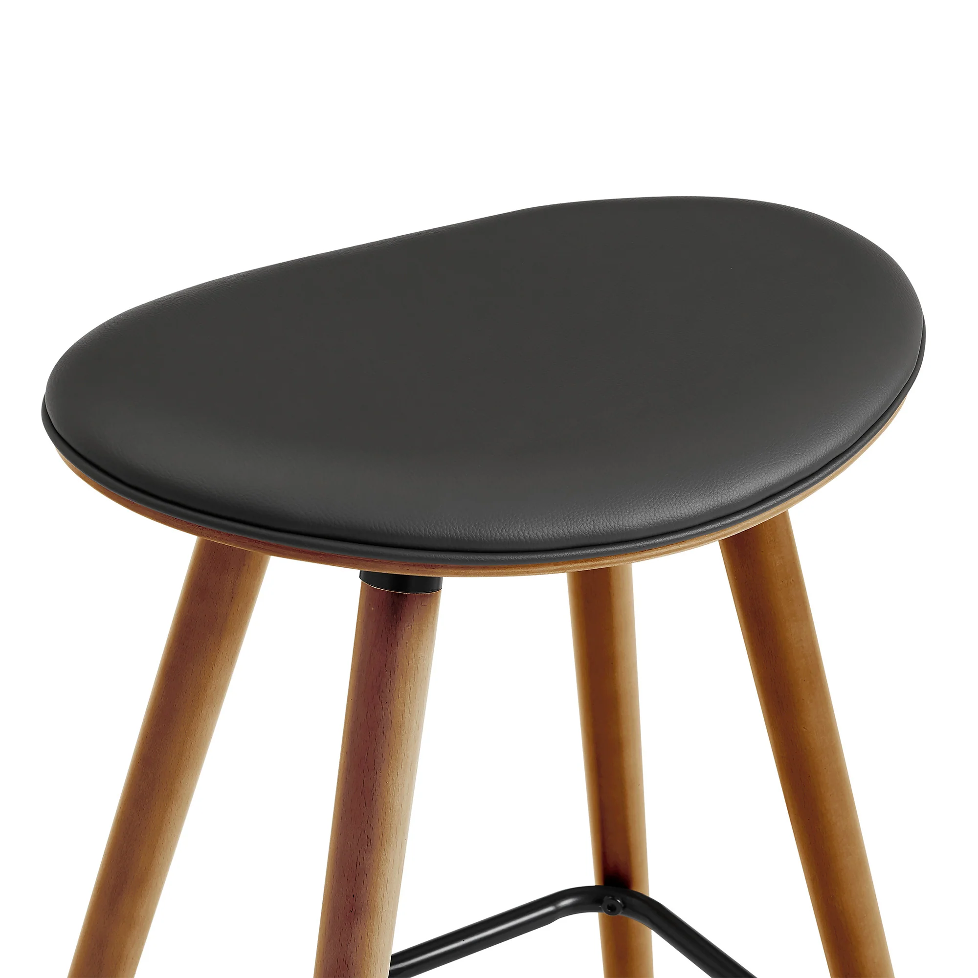 26" Gray Faux Leather Backless Wooden Bar Stool By Homeroots - Image 5