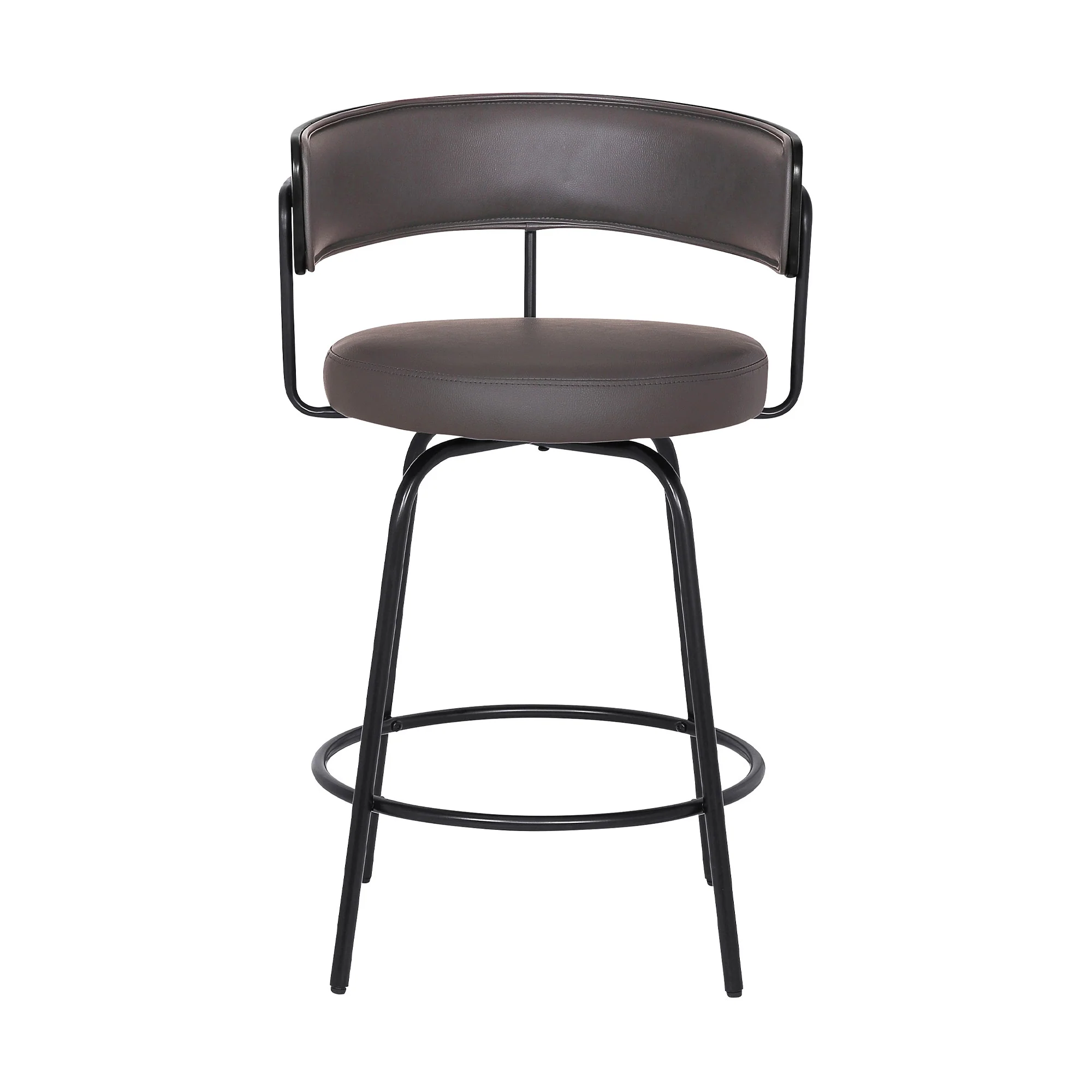 26" Gray Faux Leather Modern Swivel Bar Stool By Homeroots - Image 2