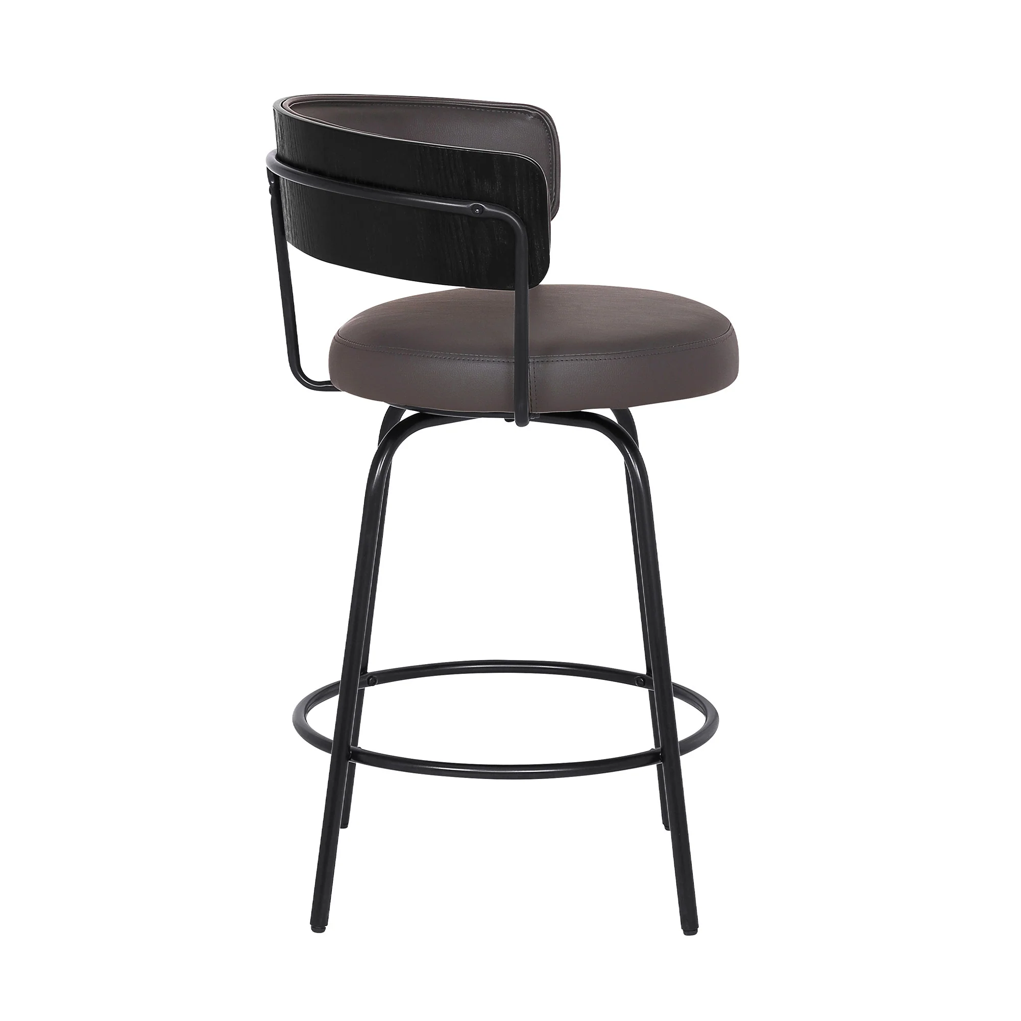 26" Gray Faux Leather Modern Swivel Bar Stool By Homeroots - Image 3