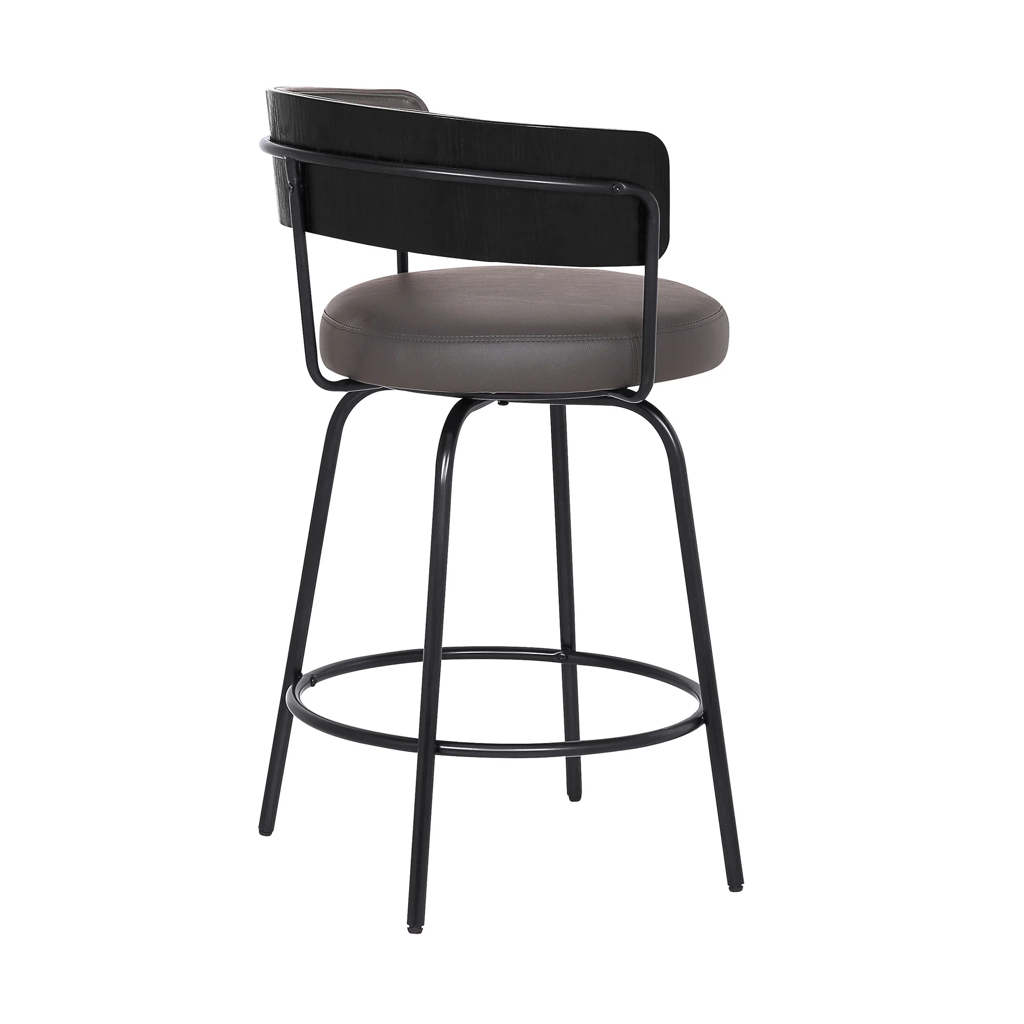 26" Gray Faux Leather Modern Swivel Bar Stool By Homeroots - Image 4