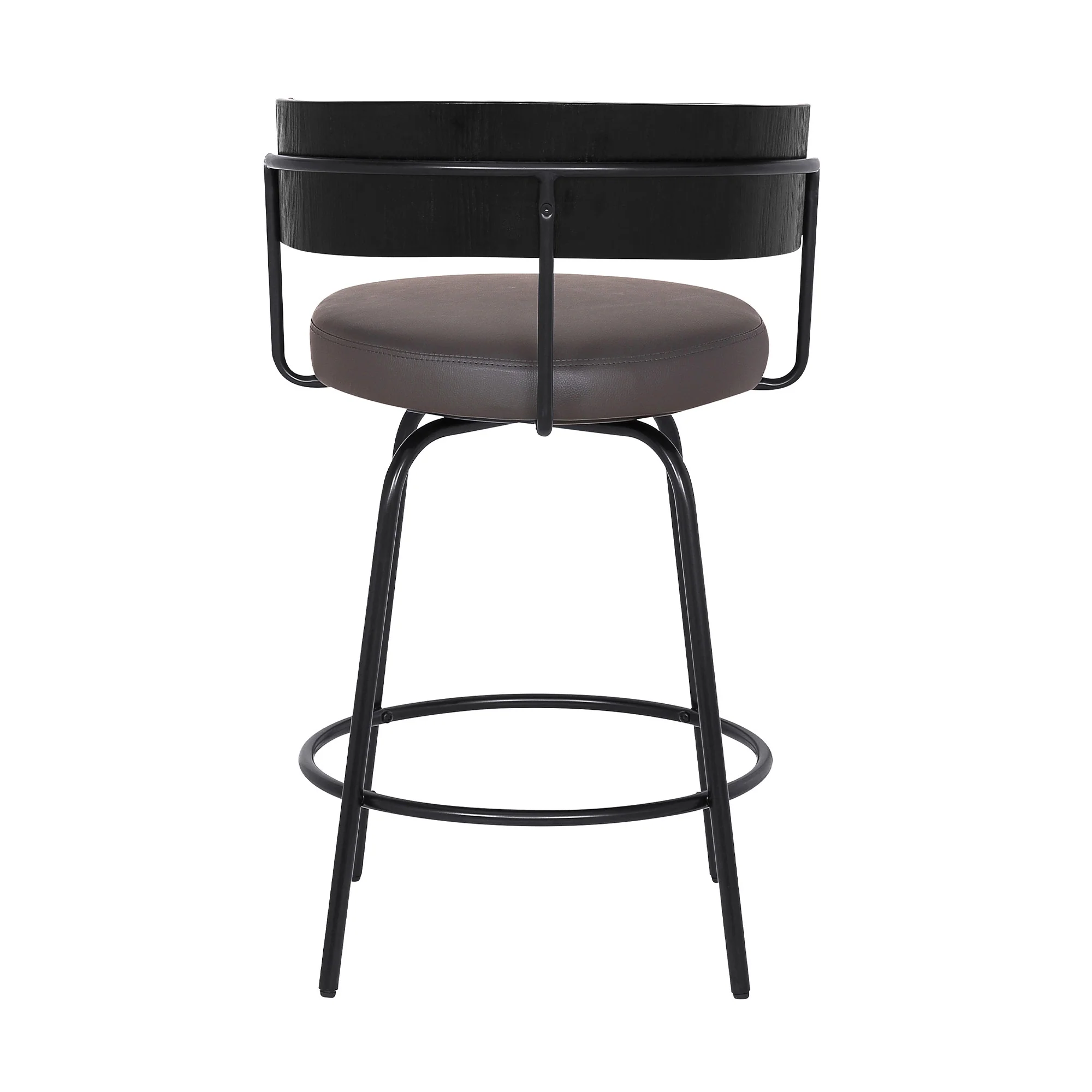 26" Gray Faux Leather Modern Swivel Bar Stool By Homeroots - Image 5