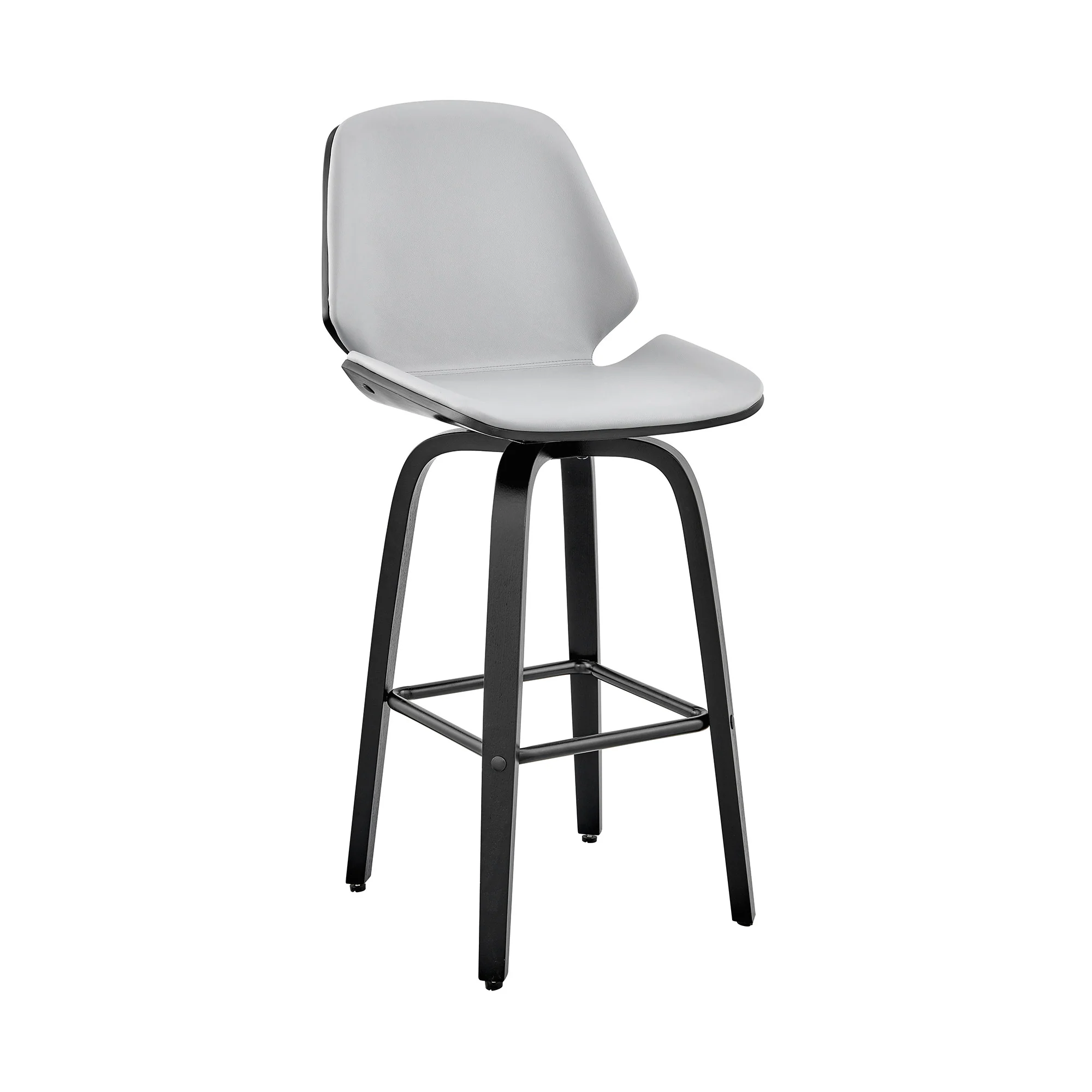 26" Gray Faux Leather Swivel Seat Wooden Bar Stool By Homeroots - Image 2