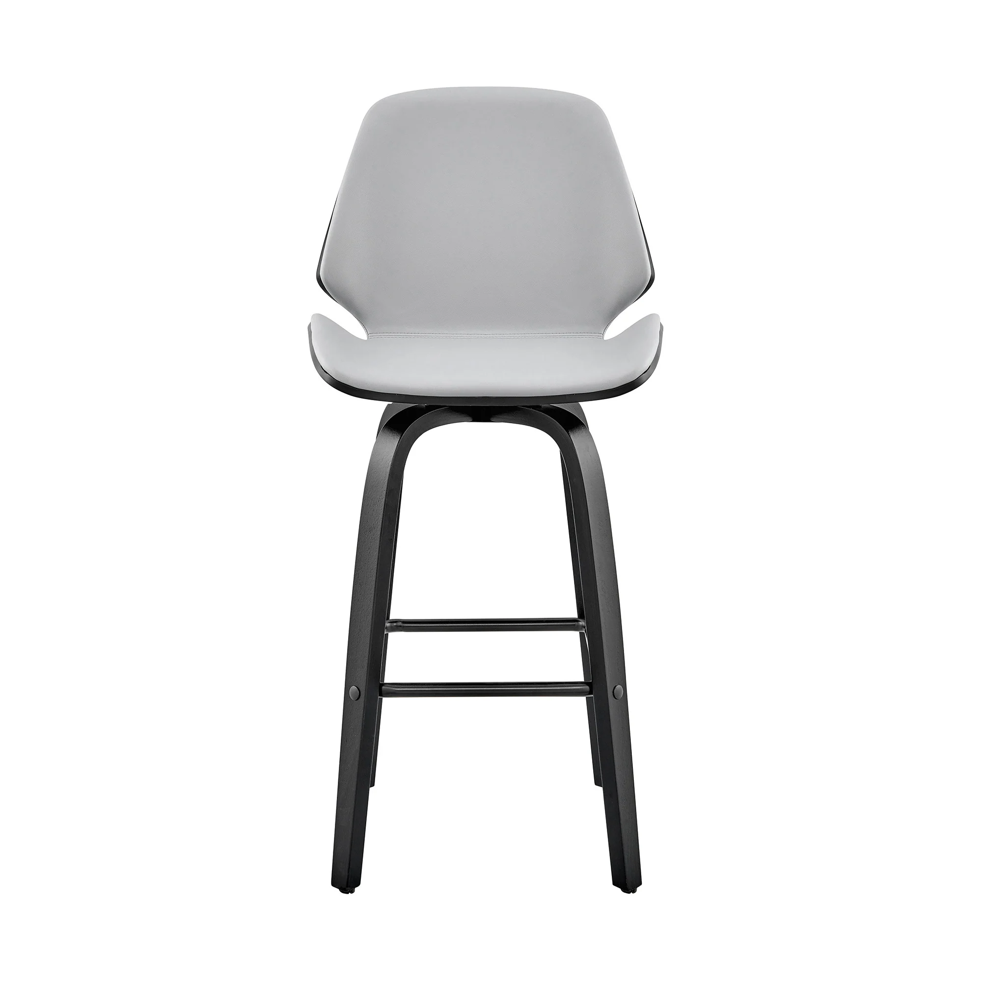 26" Gray Faux Leather Swivel Seat Wooden Bar Stool By Homeroots - Image 3