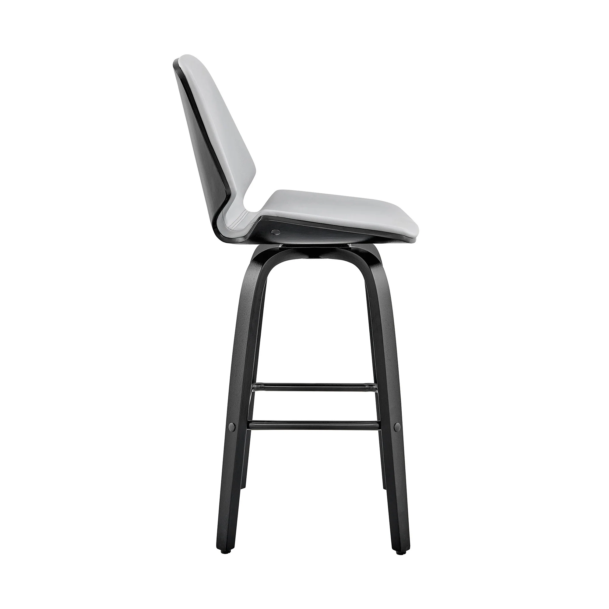26" Gray Faux Leather Swivel Seat Wooden Bar Stool By Homeroots - Image 4