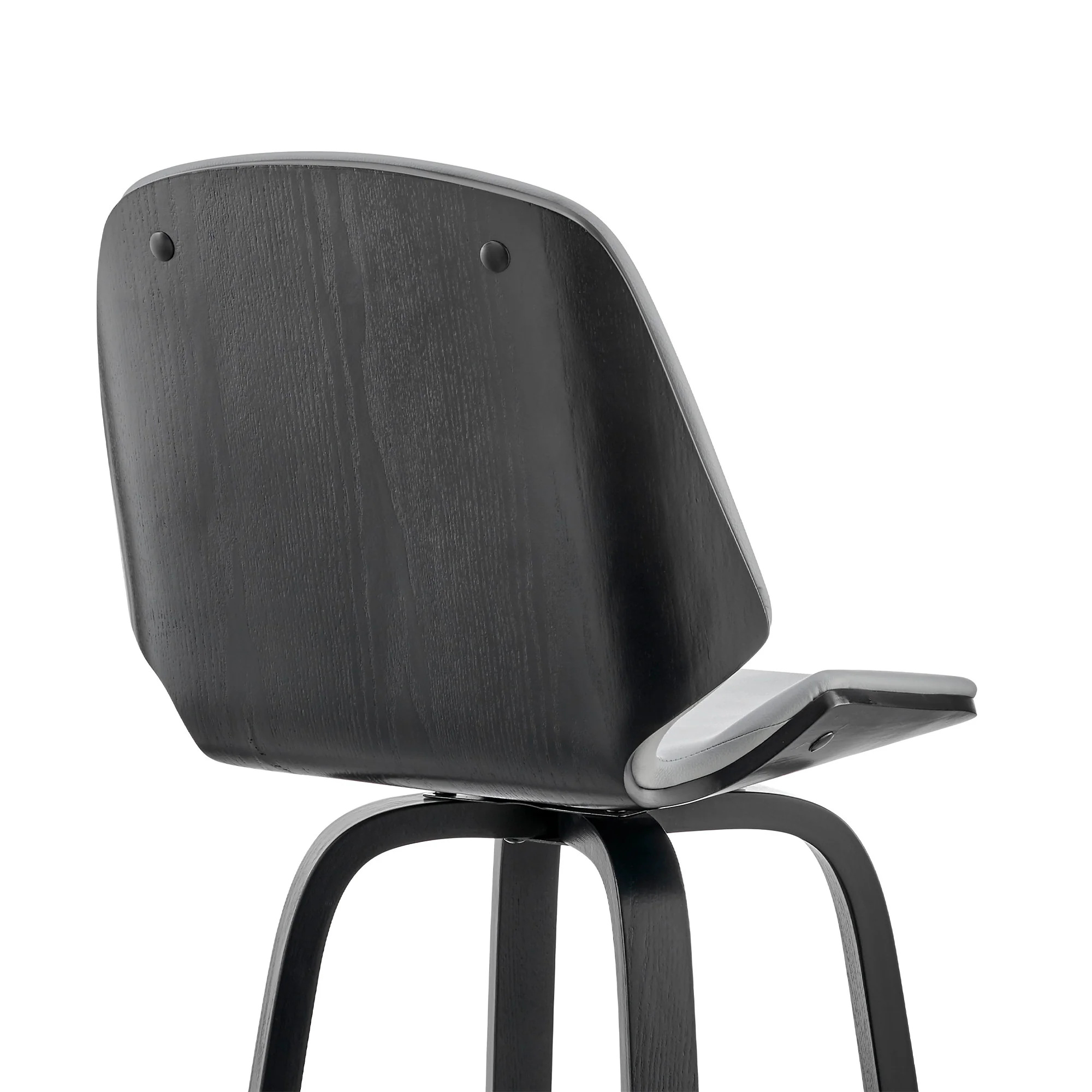 26" Gray Faux Leather Swivel Seat Wooden Bar Stool By Homeroots - Image 8