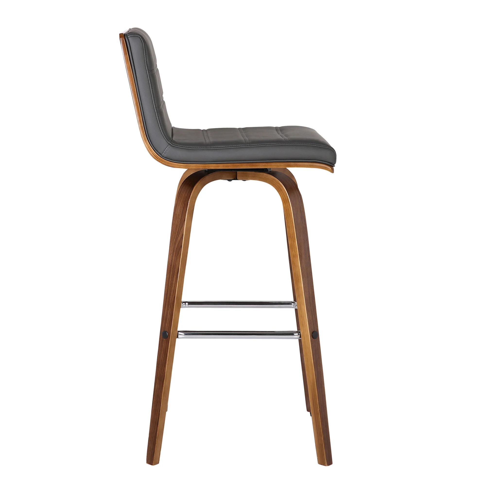 26” Gray Faux Leather Wooden Swivel Bar Stool By Homeroots - Image 5