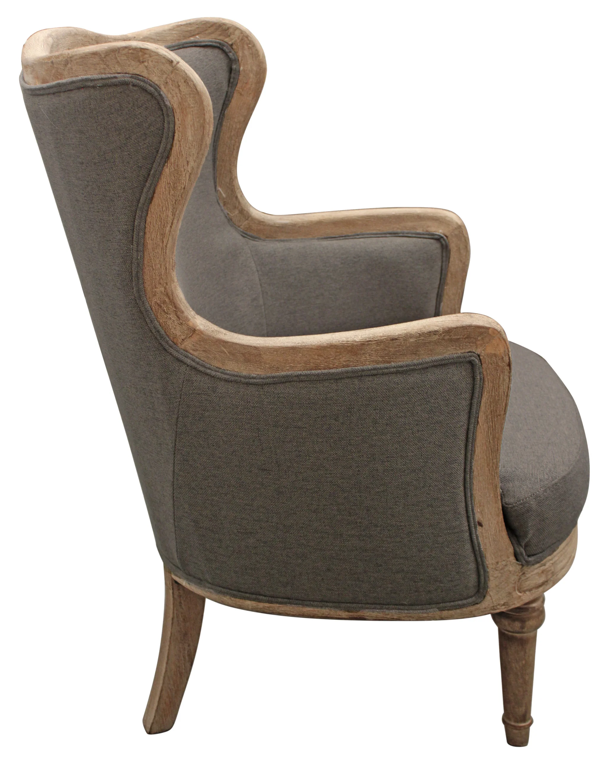 26" Gray Linen And Natural Solid Color Arm Chair By Homeroots - Image 3