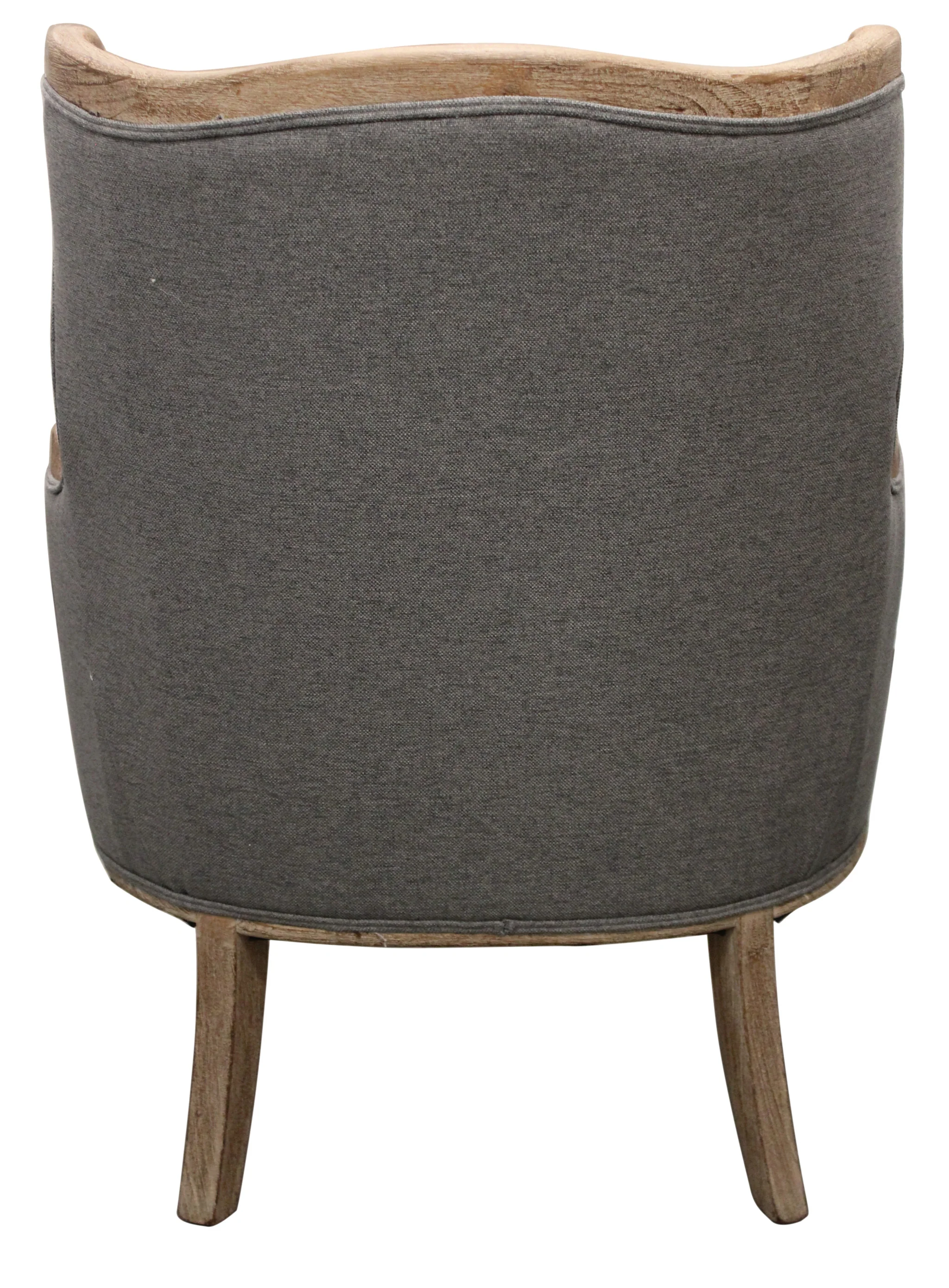 26" Gray Linen And Natural Solid Color Arm Chair By Homeroots - Image 4