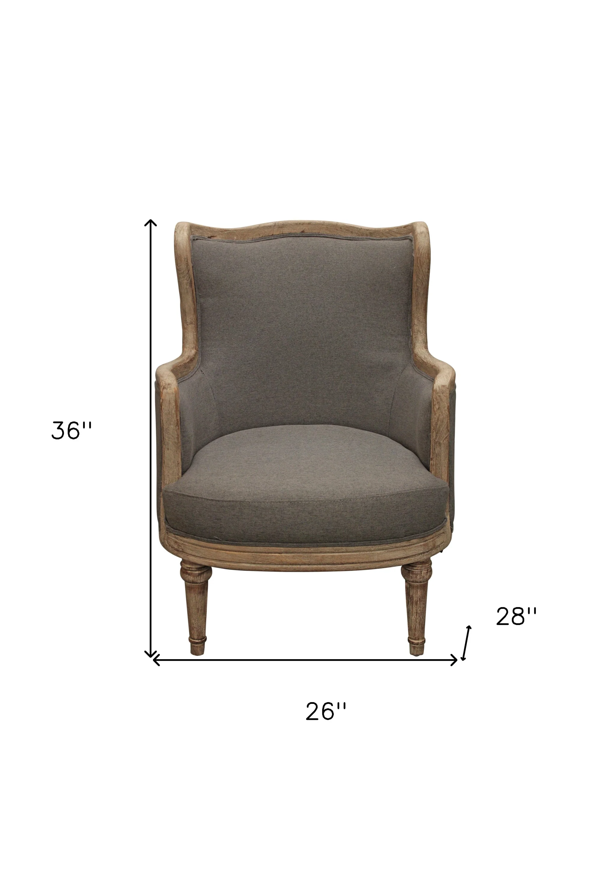 26" Gray Linen And Natural Solid Color Arm Chair By Homeroots - Image 7