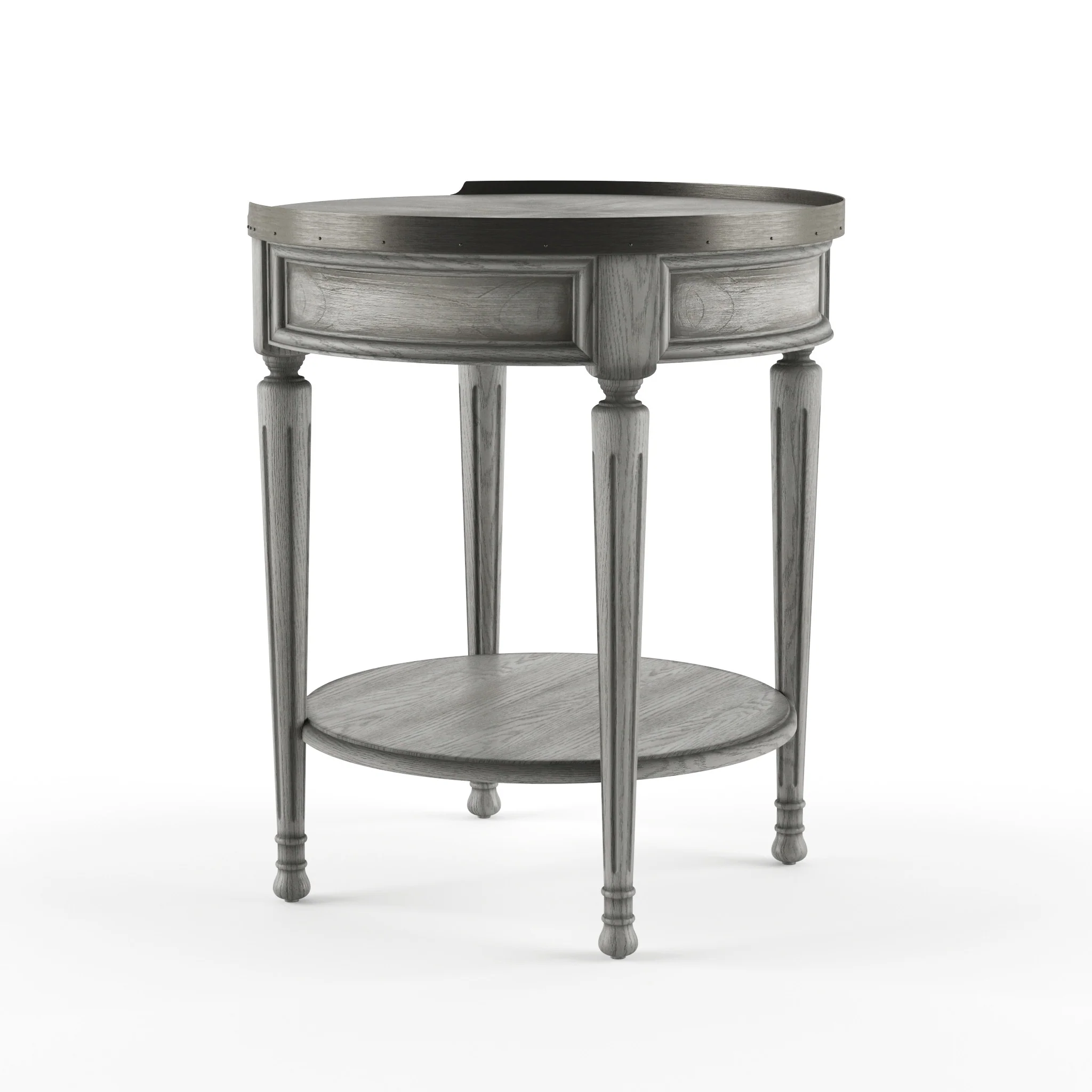 26" Gray Manufactured Wood Round End Table With Drawer And Shelf By Homeroots - Image 2