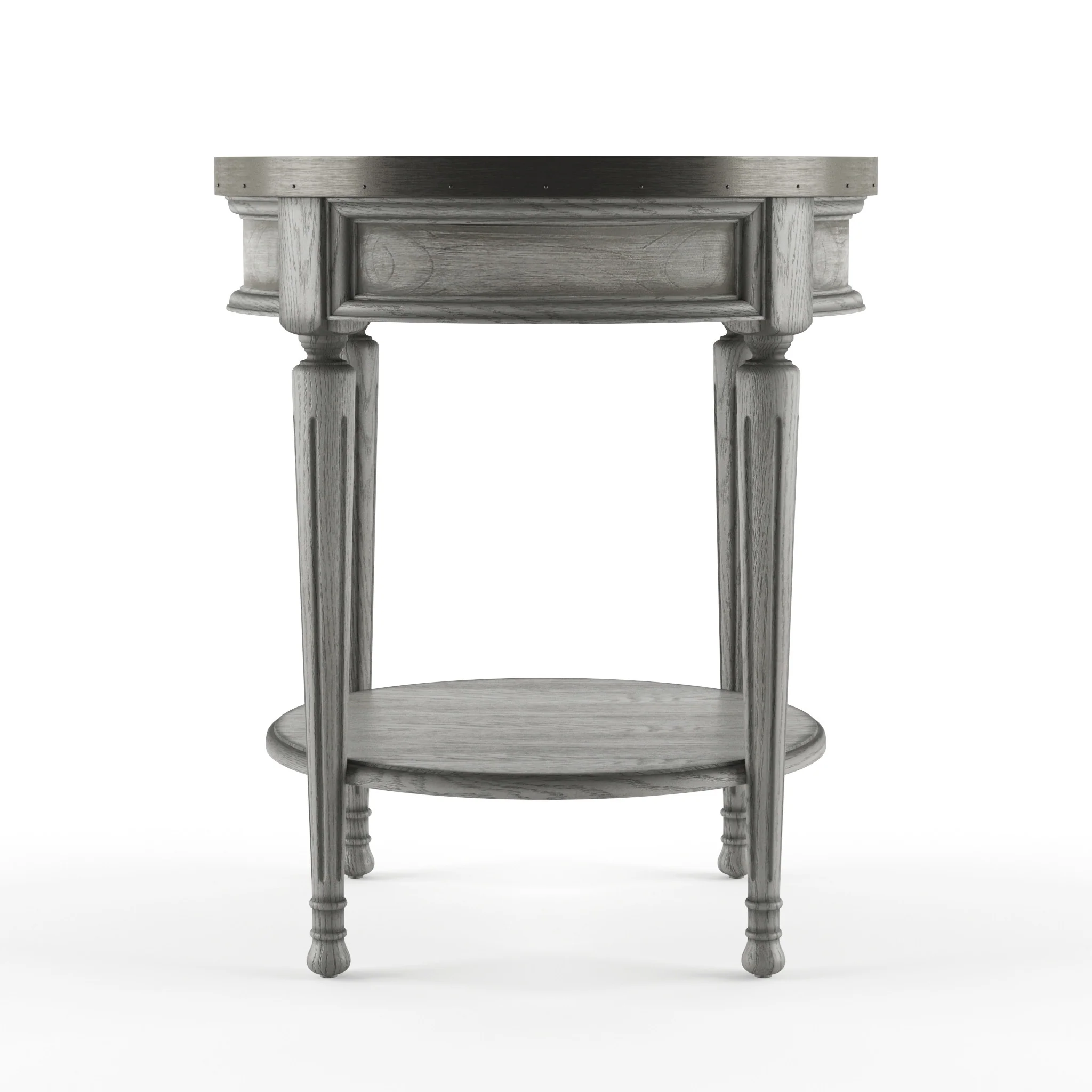 26" Gray Manufactured Wood Round End Table With Drawer And Shelf By Homeroots - Image 3