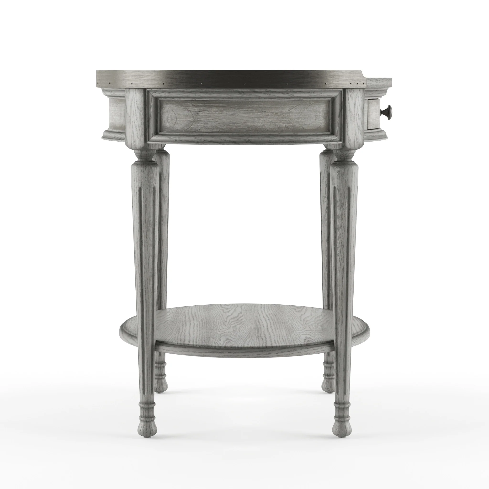 26" Gray Manufactured Wood Round End Table With Drawer And Shelf By Homeroots - Image 5