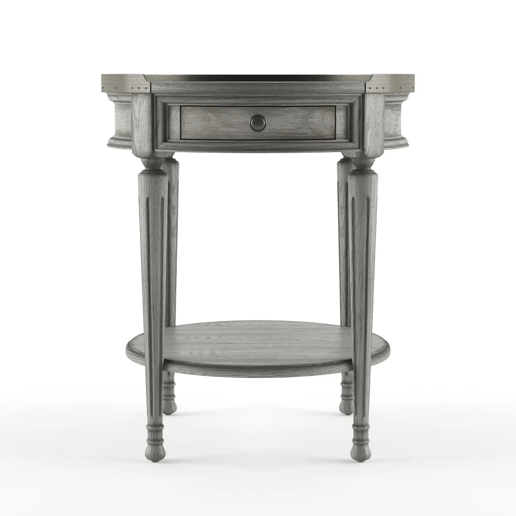 26" Gray Manufactured Wood Round End Table With Drawer And Shelf By Homeroots - Image 6