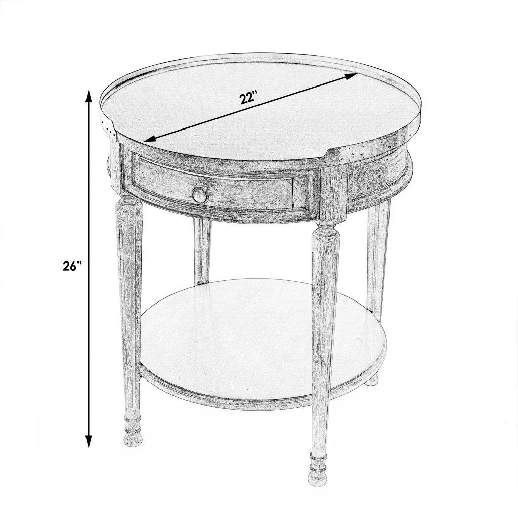 26" Gray Manufactured Wood Round End Table With Drawer And Shelf By Homeroots - Image 9