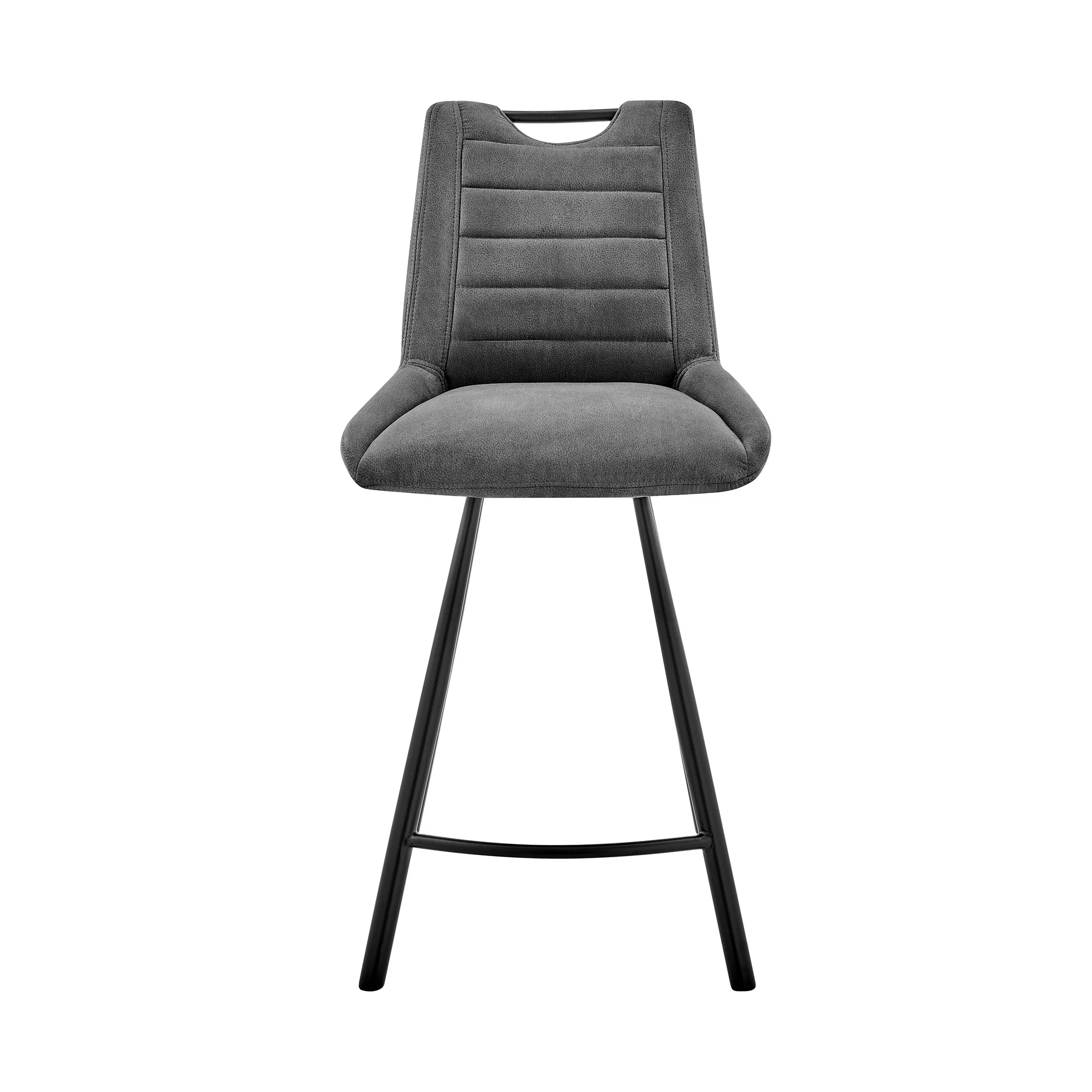 26" Gray Microfiber and Black Metal Counter Stool By Homeroots - Image 3