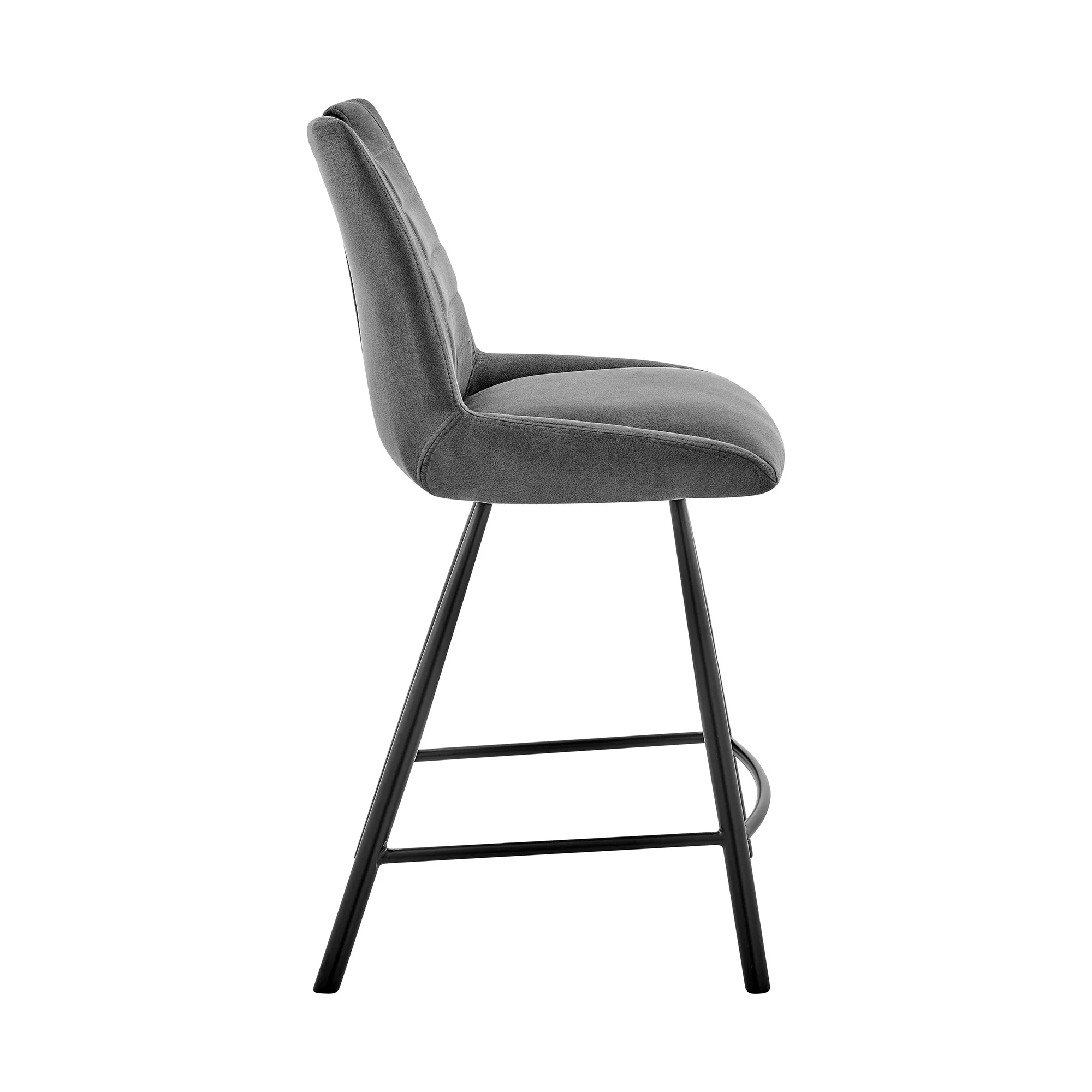 26" Gray Microfiber and Black Metal Counter Stool By Homeroots - Image 4