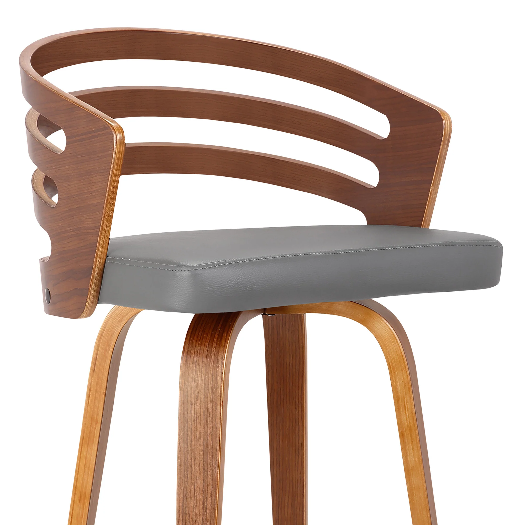26" Gray Modern Faux Leather Swivel Bar Stool By Homeroots - Image 5