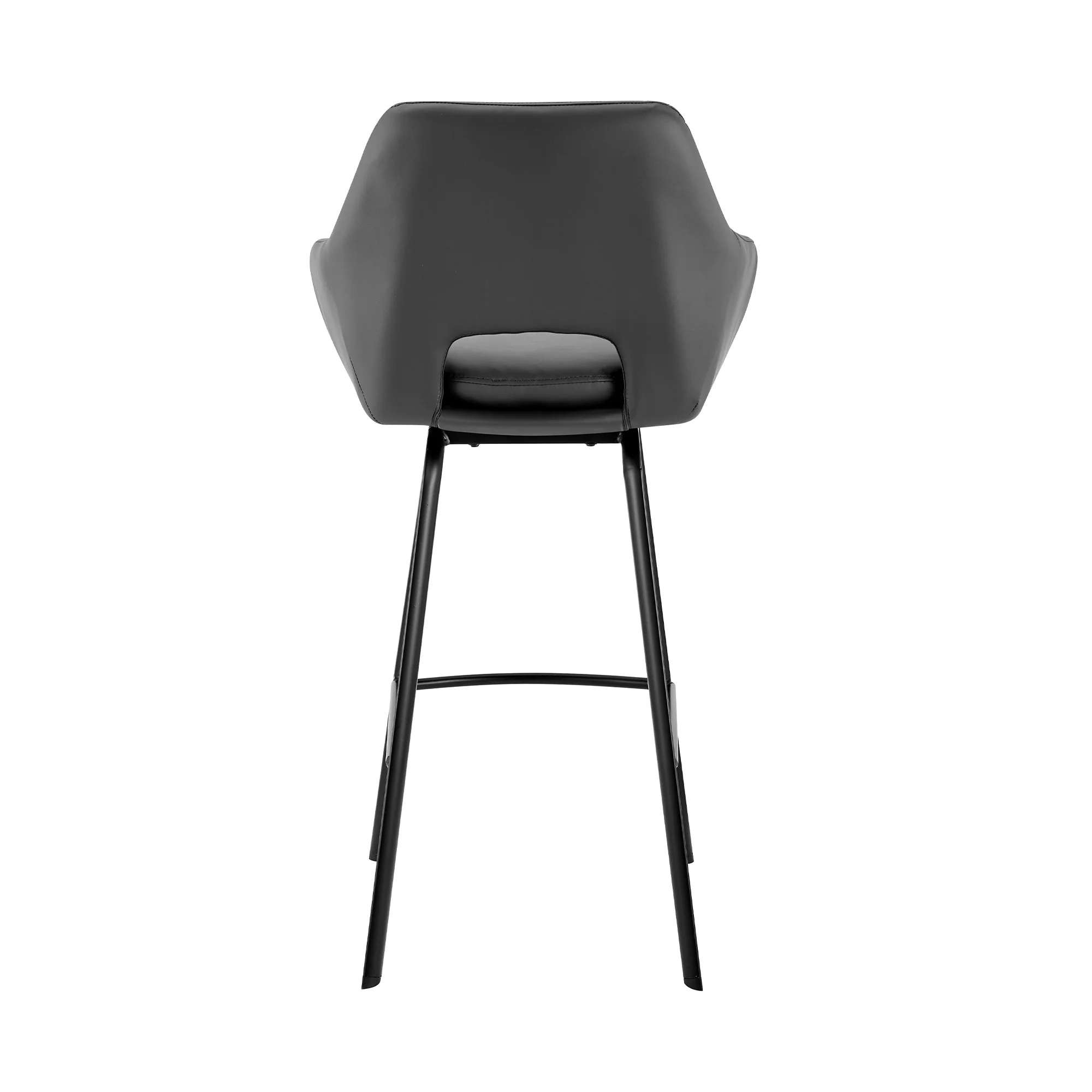 26" Gray on Black Faux Leather Comfy Swivel Counter Stool By Homeroots - Image 6