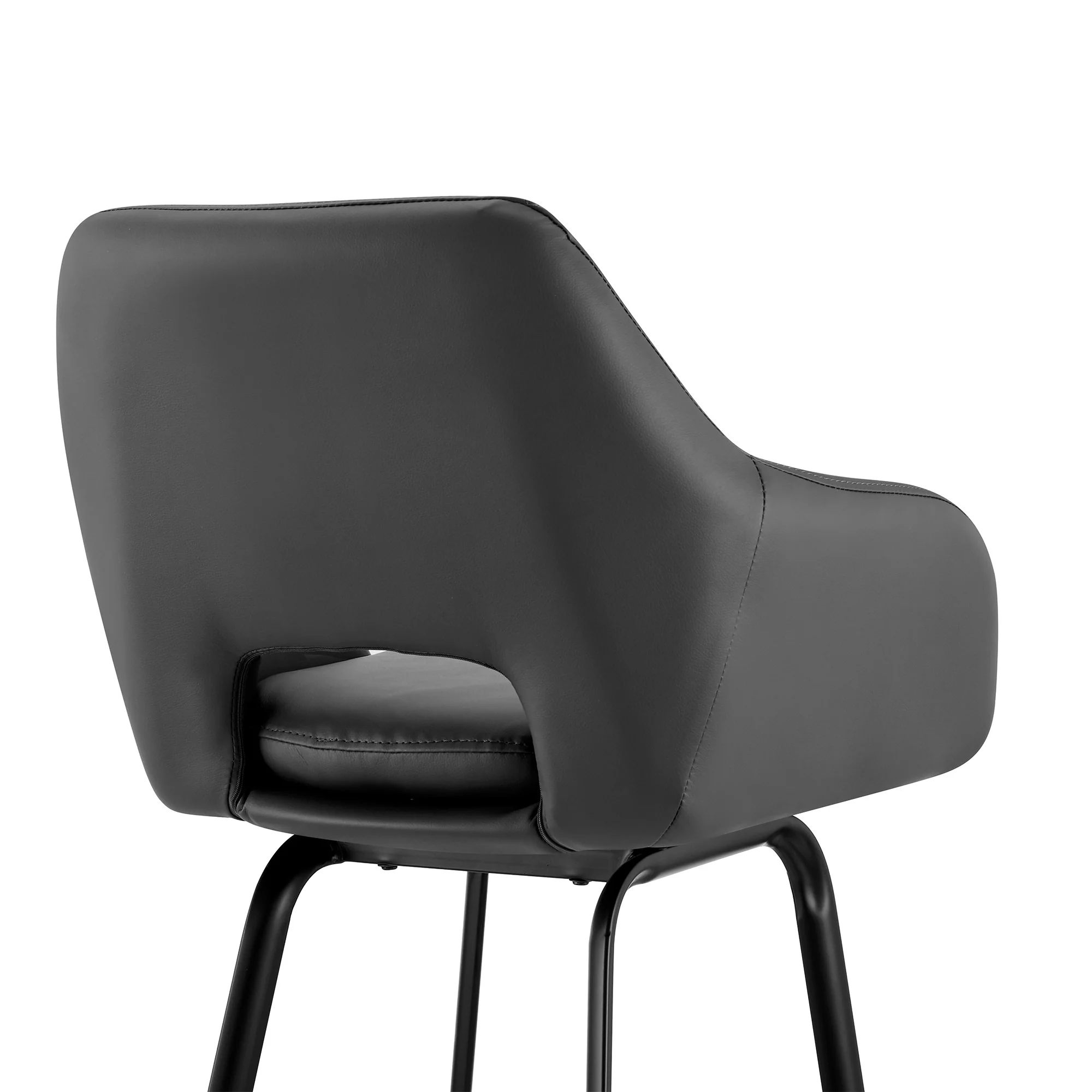 26" Gray on Black Faux Leather Comfy Swivel Counter Stool By Homeroots - Image 8