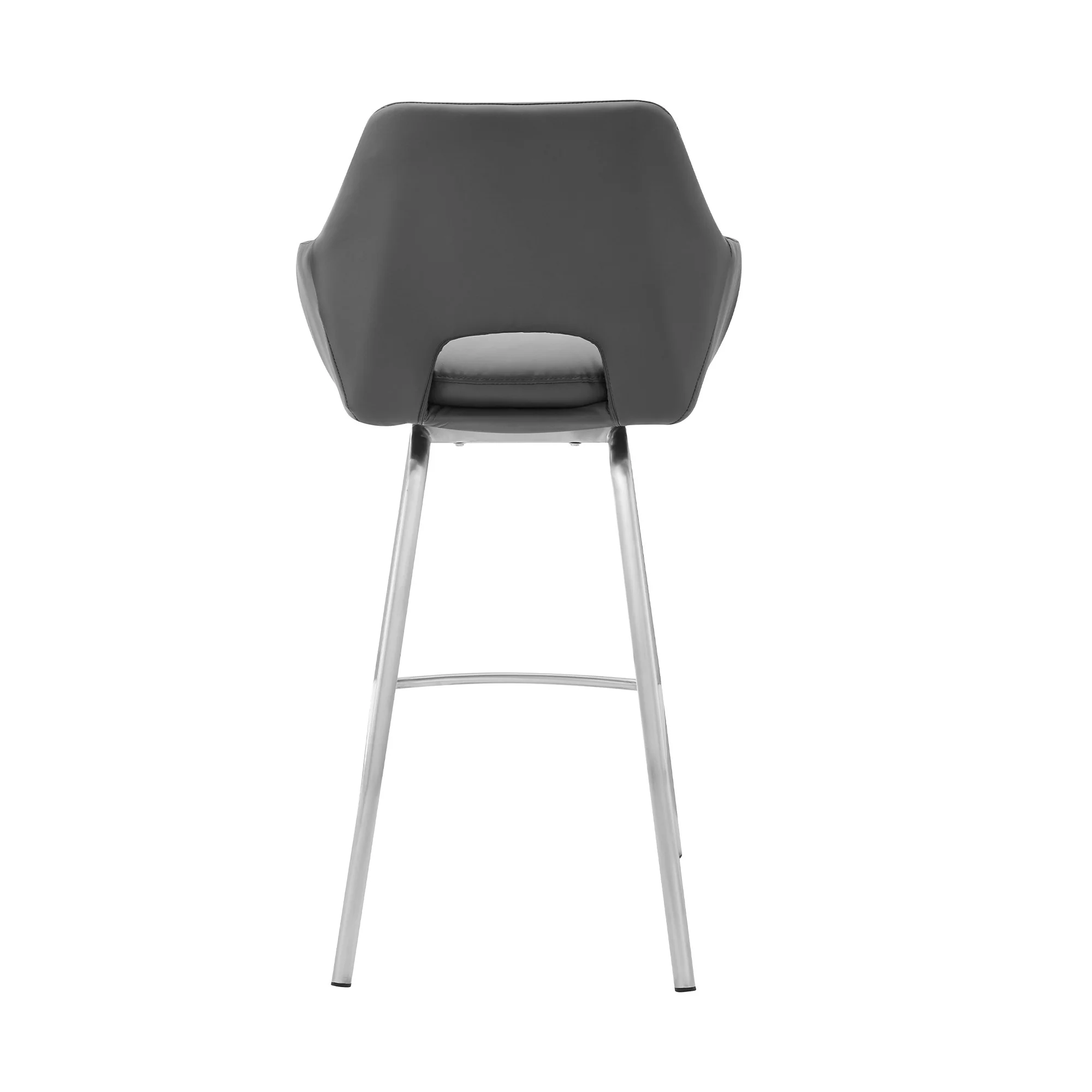 26" Gray on Stainless Faux Leather Comfy Swivel Counter Stool By Homeroots - Image 6