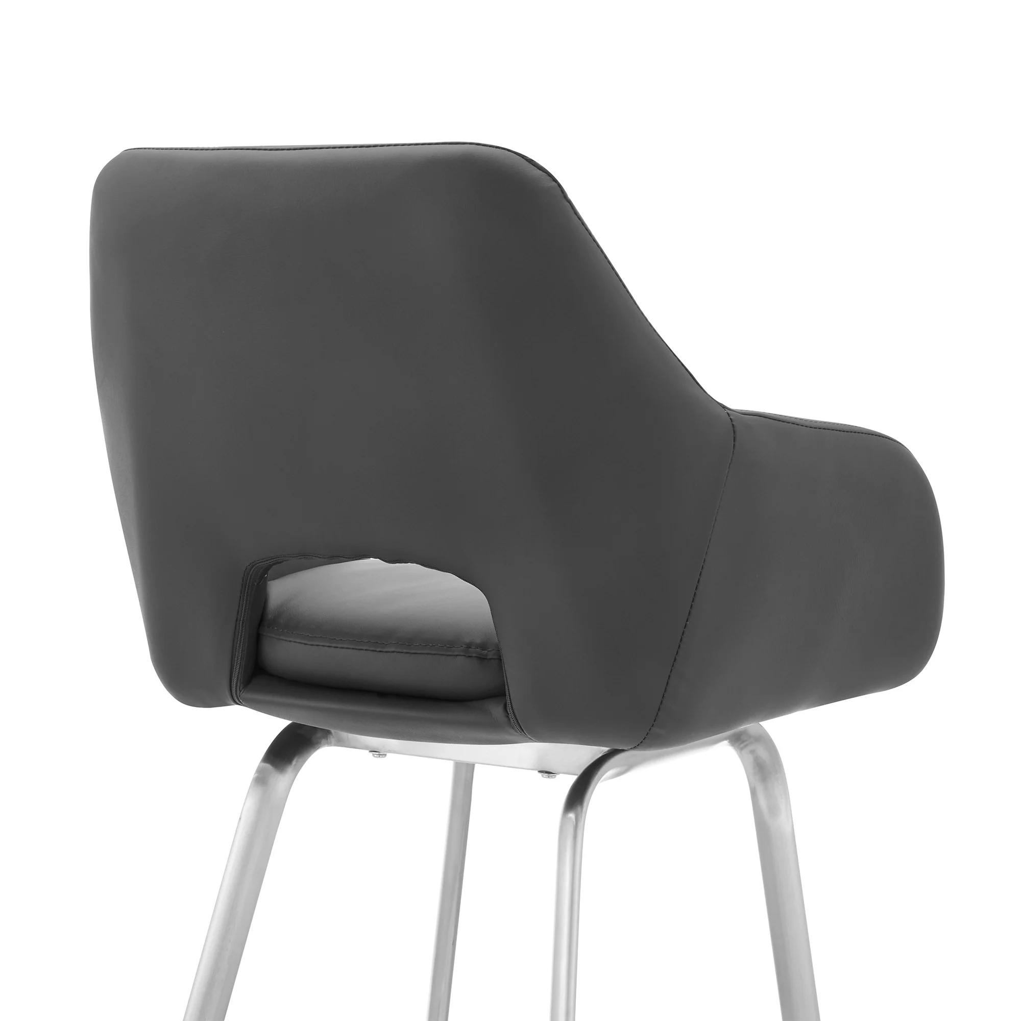 26" Gray on Stainless Faux Leather Comfy Swivel Counter Stool By Homeroots - Image 8