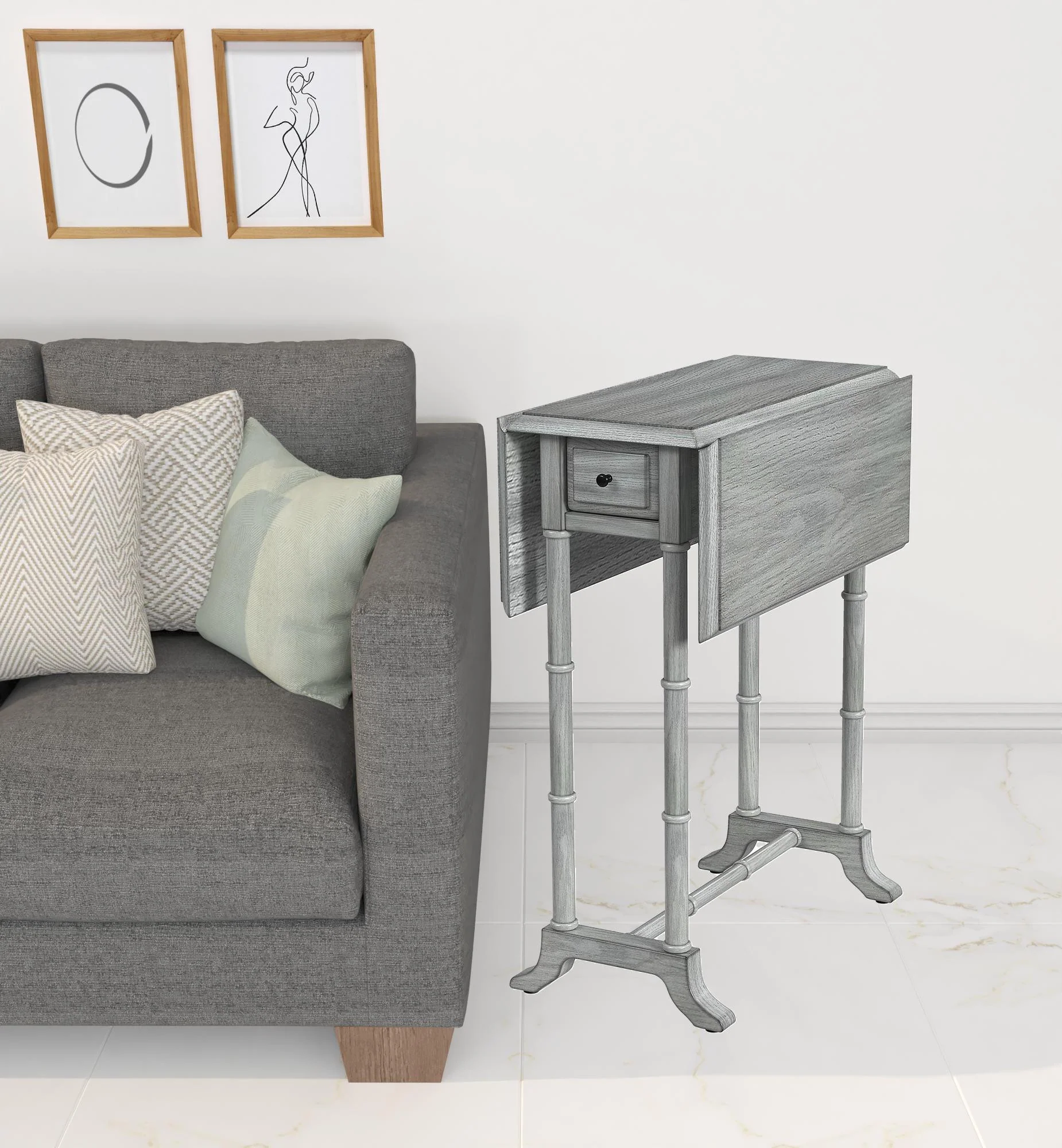 26" Gray Solid And Manufactured Wood Rectangular End Table With Drawer By Homeroots - Image 6