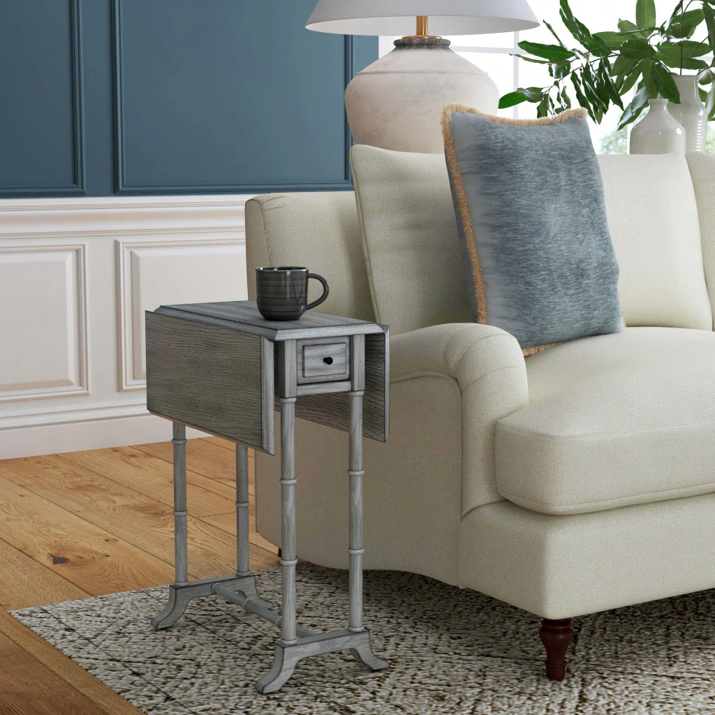 26" Gray Solid And Manufactured Wood Rectangular End Table With Drawer By Homeroots - Image 7