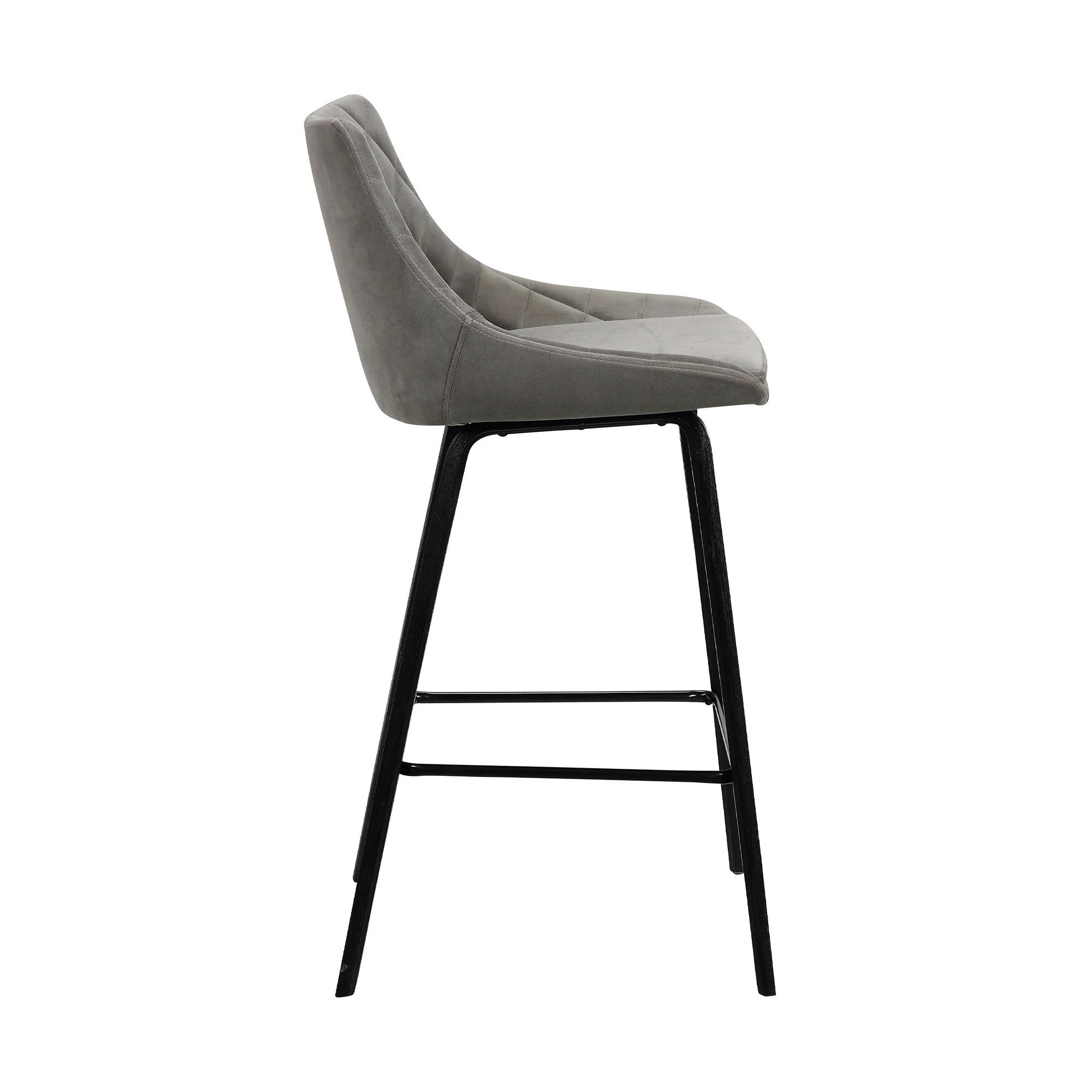 26" Gray Tufted Velvet Upholstered Bar Stool By Homeroots - Image 3