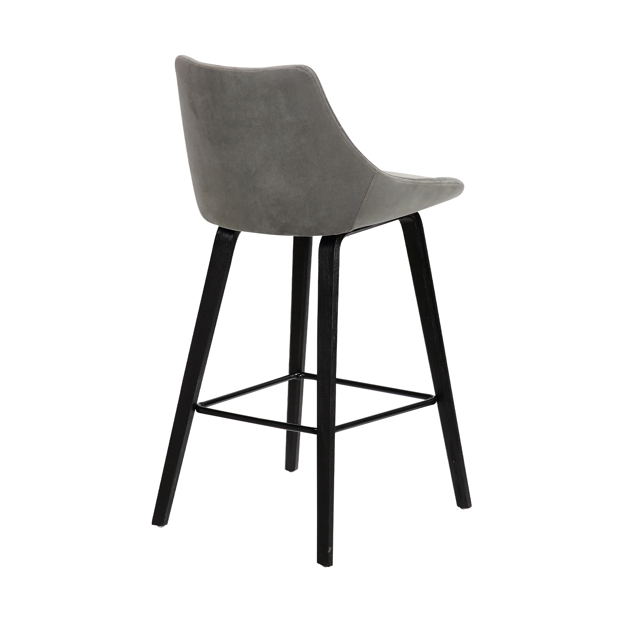 26" Gray Tufted Velvet Upholstered Bar Stool By Homeroots - Image 4
