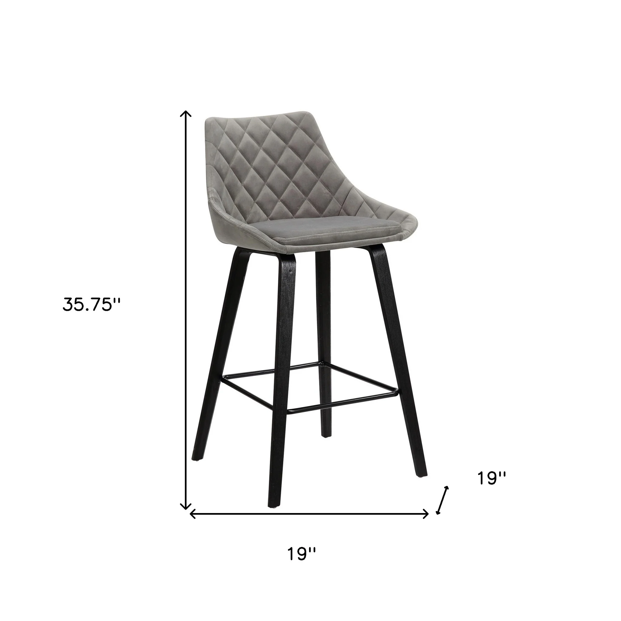 26" Gray Tufted Velvet Upholstered Bar Stool By Homeroots - Image 6