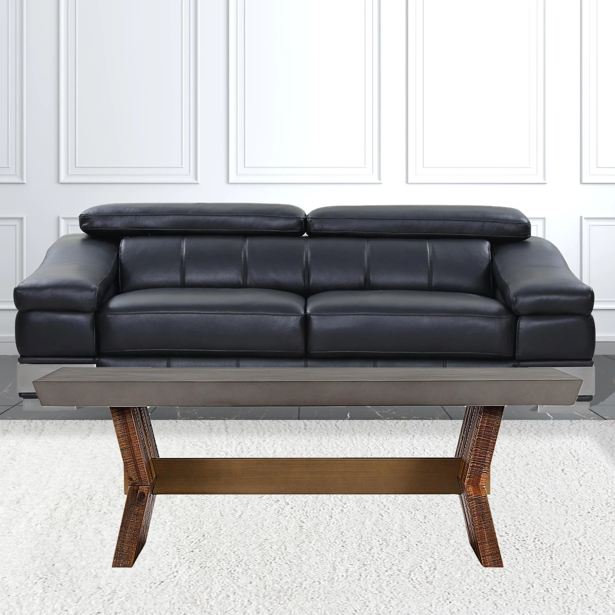 26" Grey And Brown Concrete Rectangular Coffee Table By Homeroots - Image 3