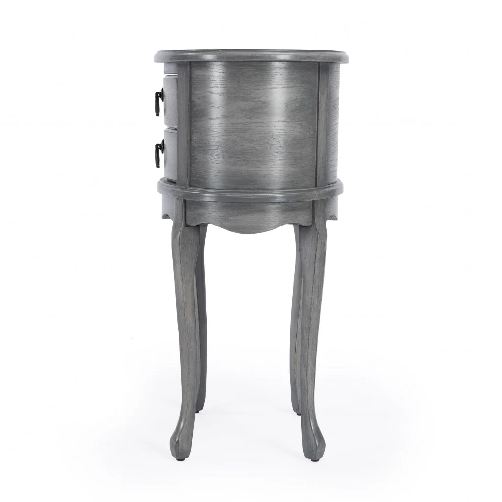 26" Grey And Gray Manufactured Wood Oval End Table With Two Drawers By Homeroots - Image 6