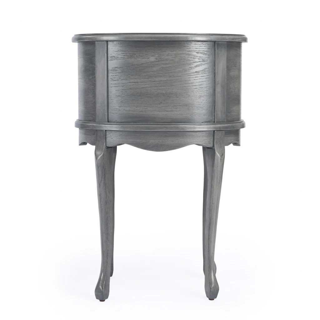 26" Grey And Gray Manufactured Wood Oval End Table With Two Drawers By Homeroots - Image 7
