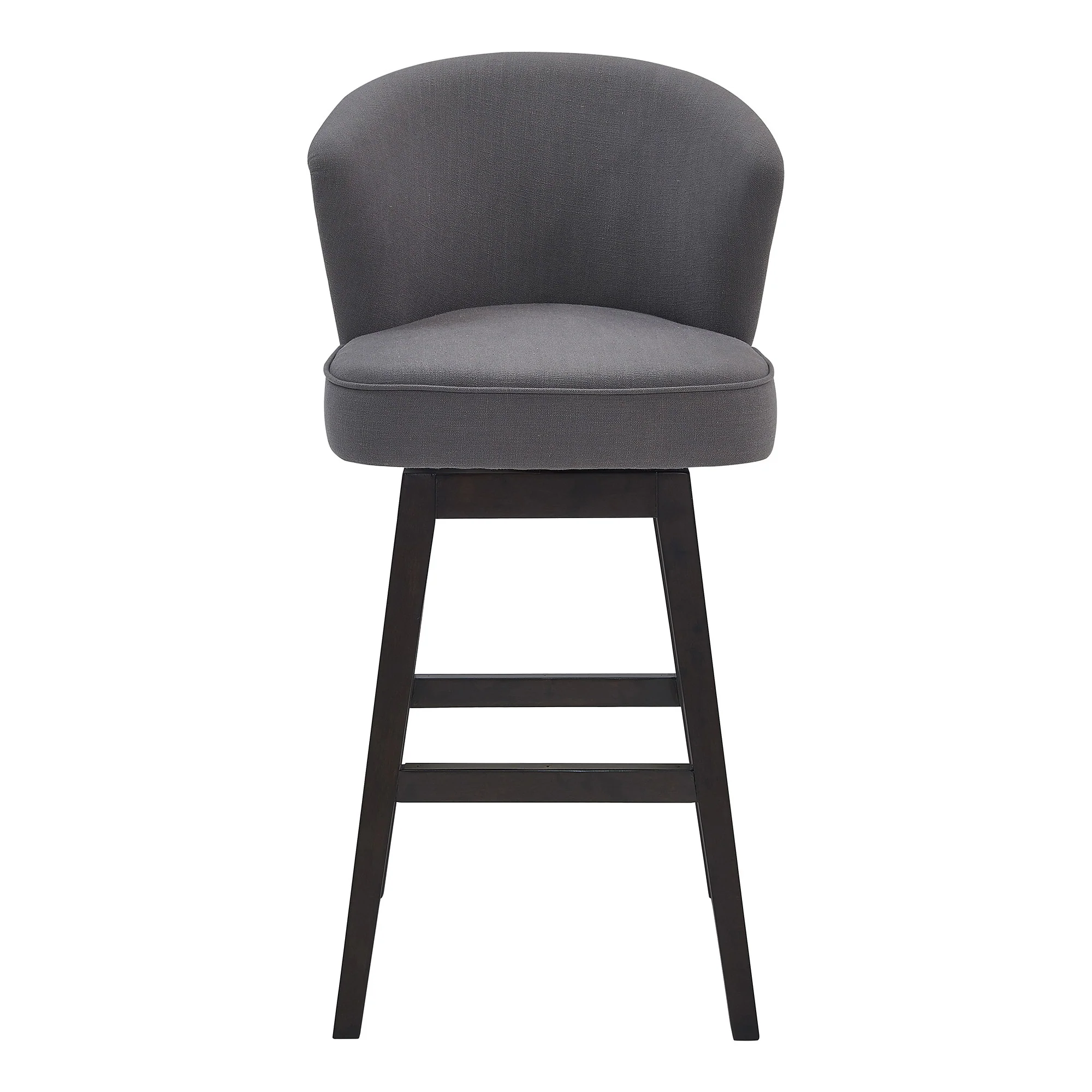 26" Grey Espresso Wood Fabric Swivel Bar Stool By Homeroots - Image 3