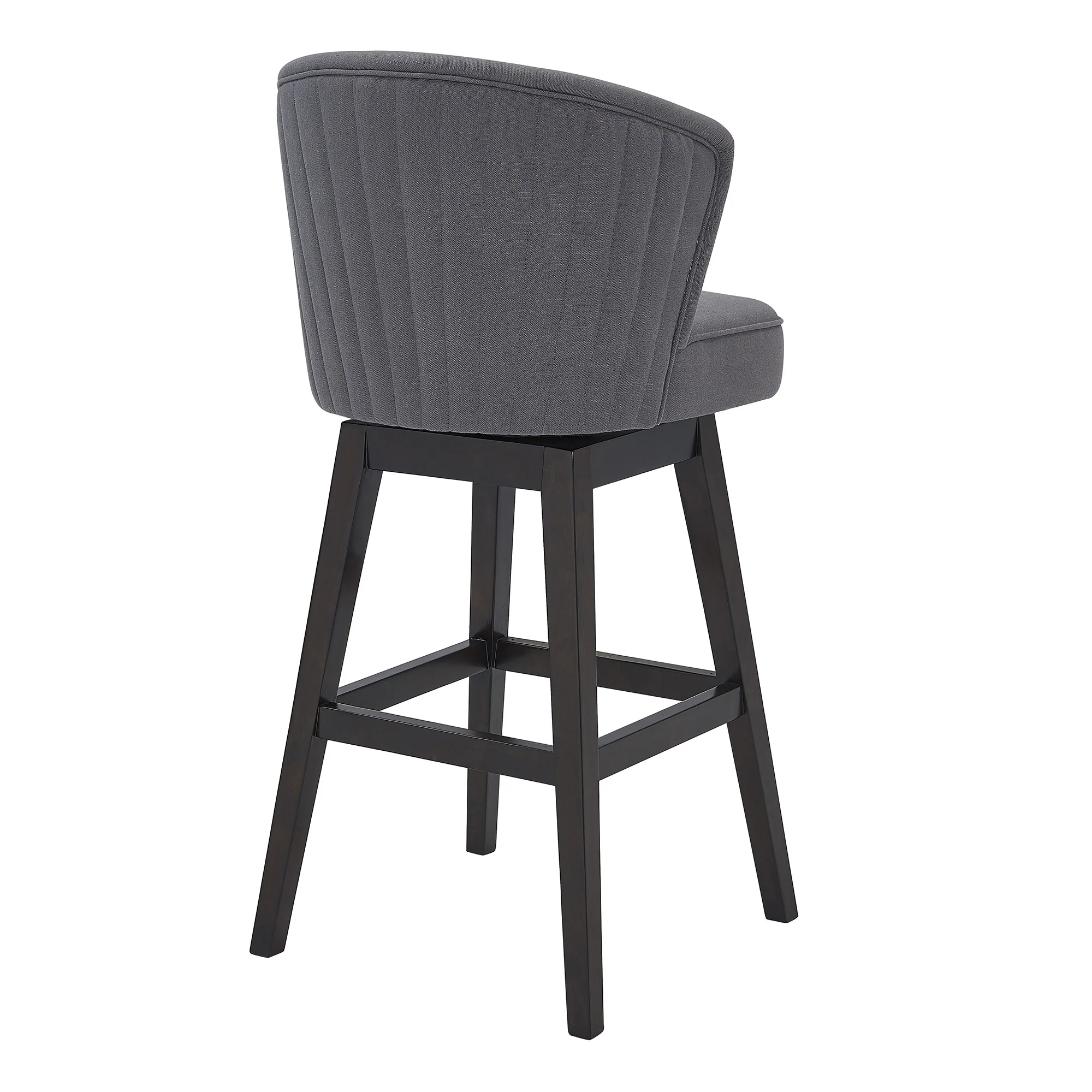 26" Grey Espresso Wood Fabric Swivel Bar Stool By Homeroots - Image 4