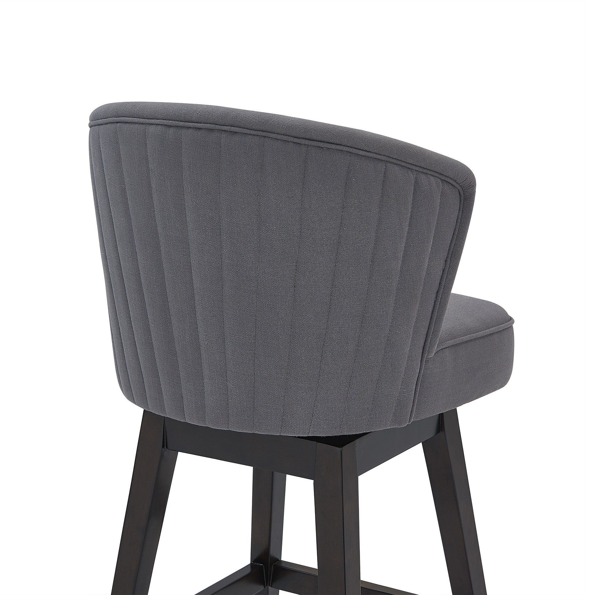 26" Grey Espresso Wood Fabric Swivel Bar Stool By Homeroots - Image 7