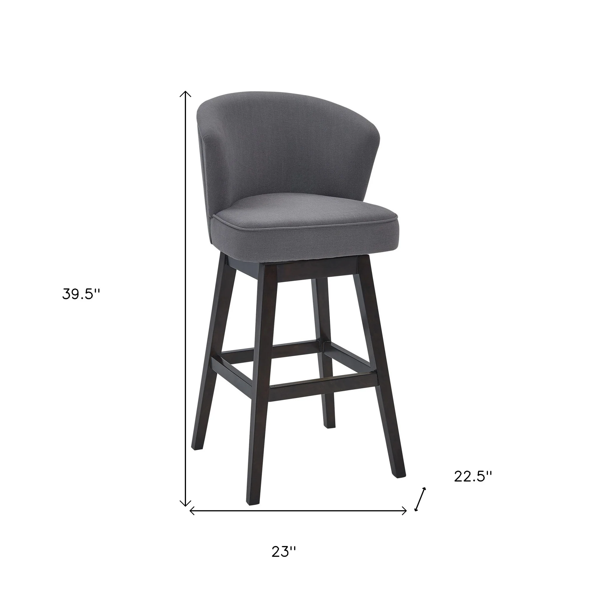 26" Grey Espresso Wood Fabric Swivel Bar Stool By Homeroots - Image 8