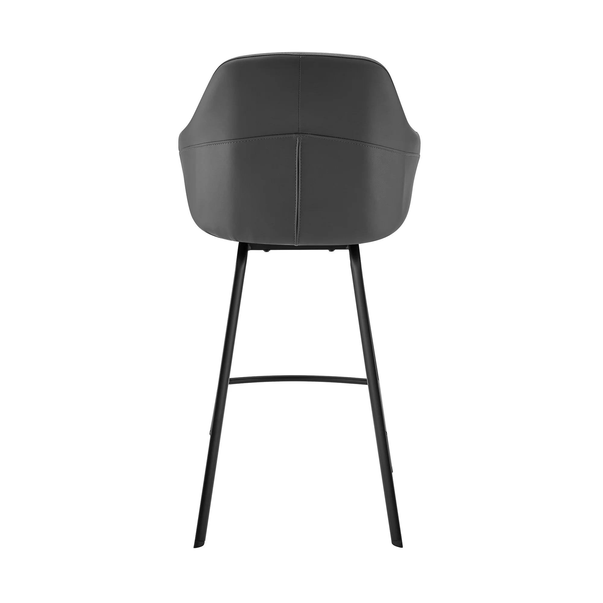 26" Grey Faux Leather and Black Metal Swivel Counter Stool By Homeroots - Image 6