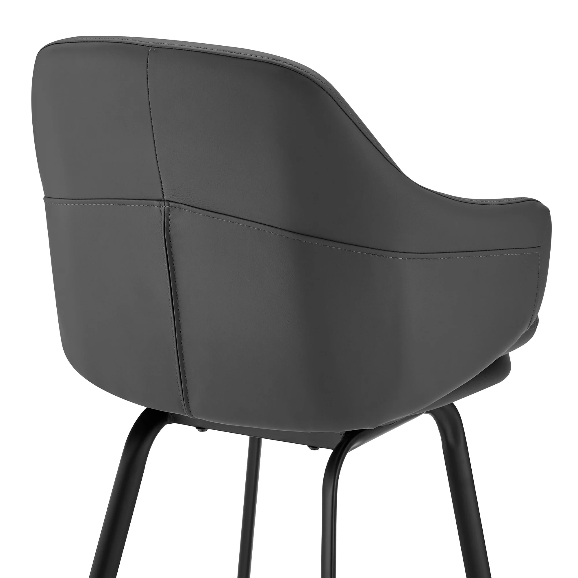 26" Grey Faux Leather and Black Metal Swivel Counter Stool By Homeroots - Image 8