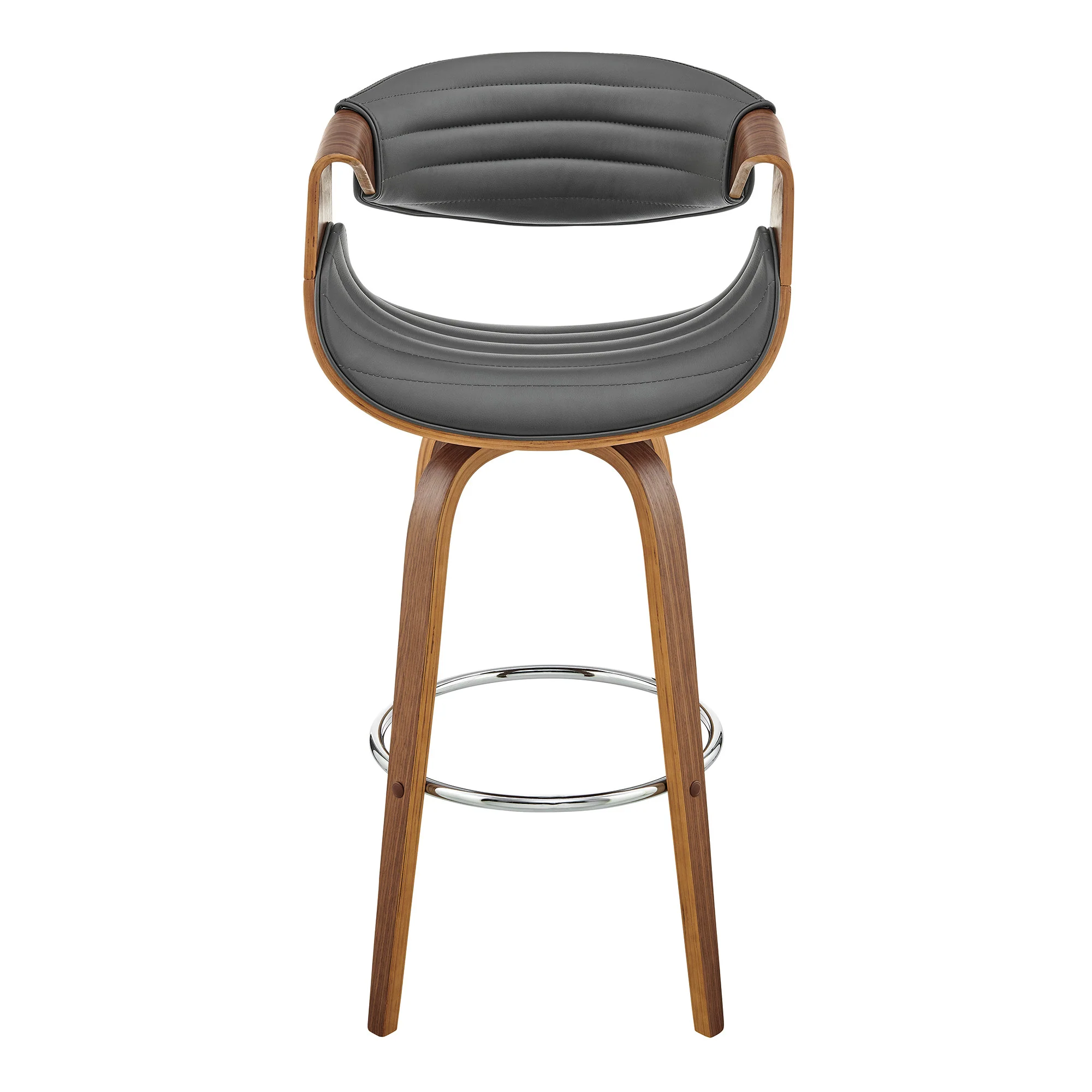 26" Grey Faux Leather and Walnut Wood Retro Chic Counter Stool By Homeroots - Image 3