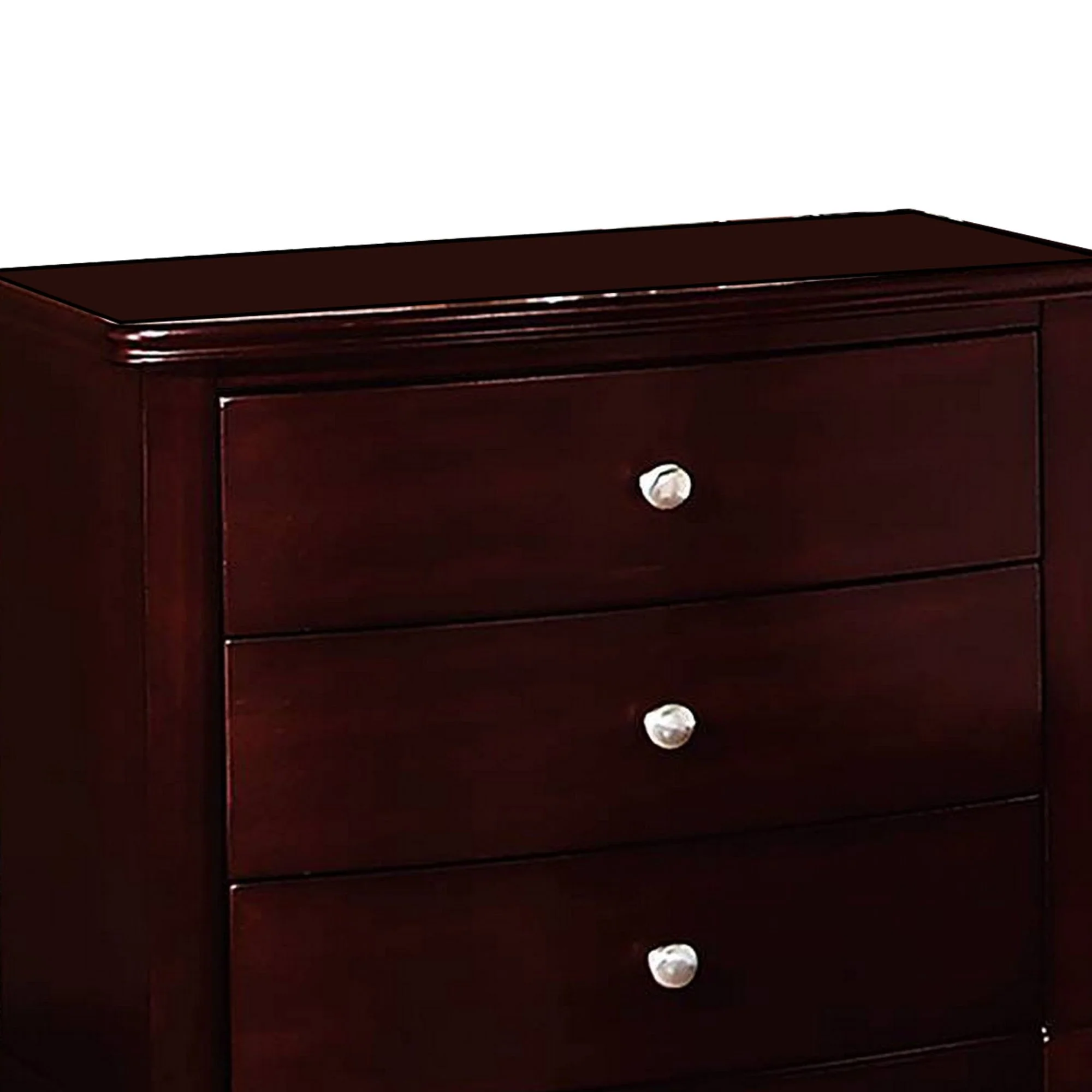 26 Inches 3 Drawer Wooden Nightstand With Chamfered Legs Brown By Benzara - Image 2