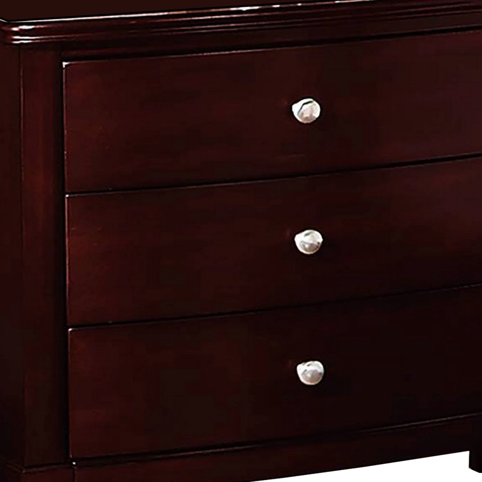 26 Inches 3 Drawer Wooden Nightstand With Chamfered Legs Brown By Benzara - Image 4