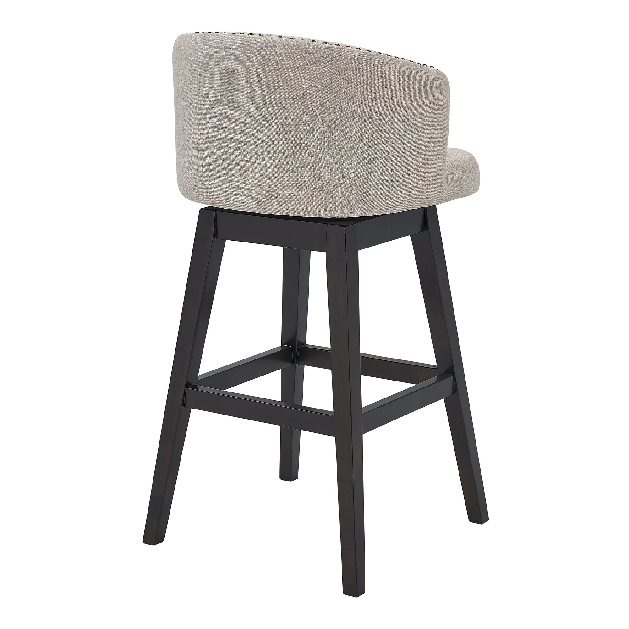 26 Inches Button Tufted Fabric Padded Swivel Counter Stool, Beige By Benzara - Image 5