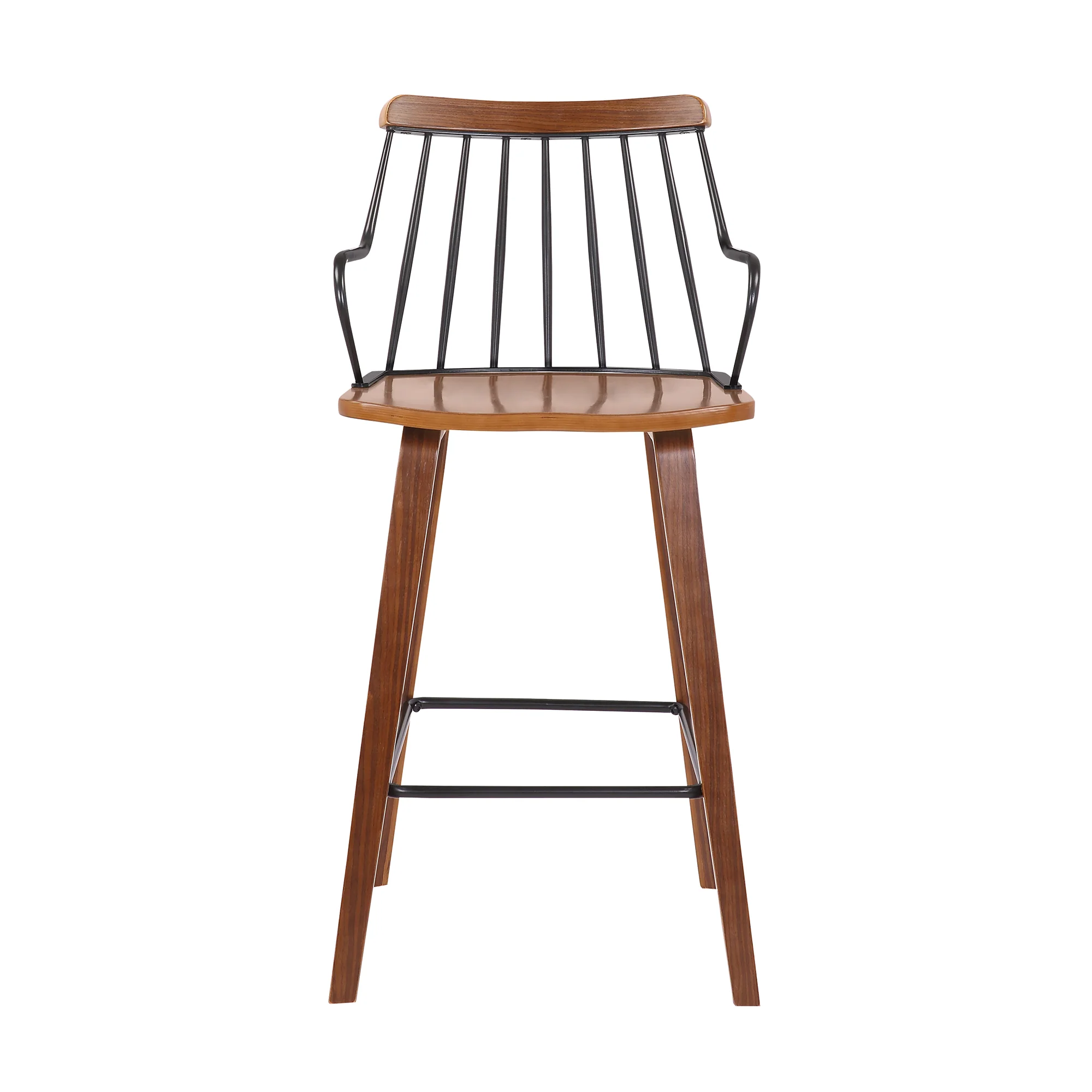 26 Inches Counter Height Barstool with Spindle Back, Brown and Black By Benzara - Image 2