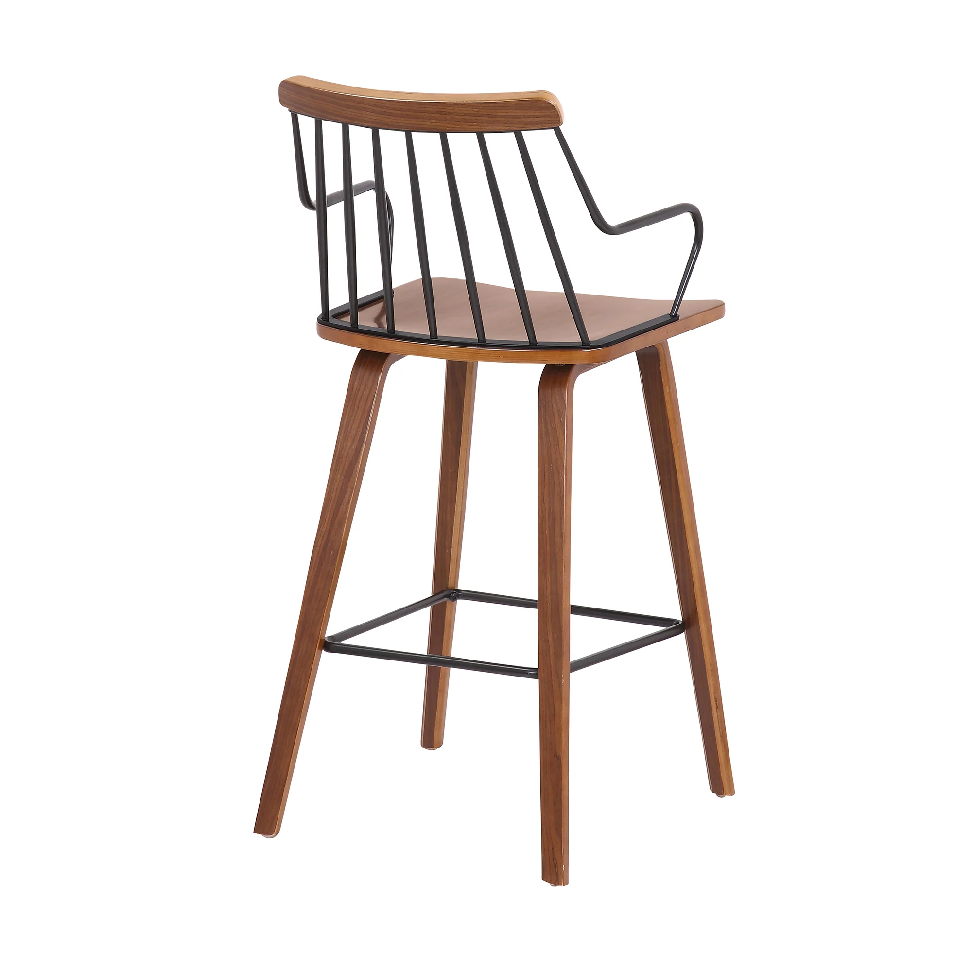 26 Inches Counter Height Barstool with Spindle Back, Brown and Black By Benzara - Image 4